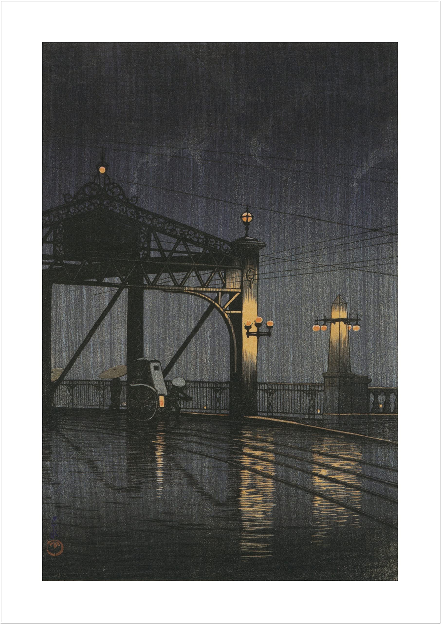【Made in Japan】 Poster Japanese Painting Hasui Kawase “Tokyo Twenty Views Shinohashi”16.53inch×11.69inch(A3)＜fine Art Paper Print＞Print on a Thick Sheet of Paper Painting Wall Art