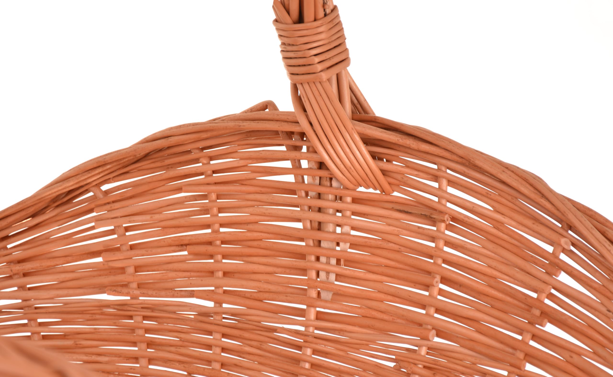 Panier à bois de cheminée en osier naturel fait main avec poignée – Lot de 2
