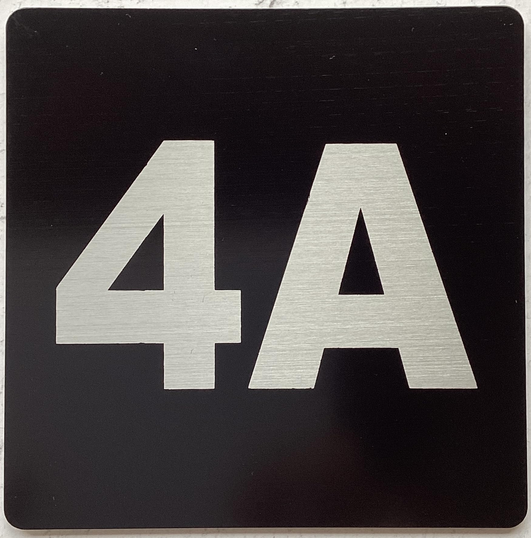 Apartment number 4A sign - UNIT NUMBER 4A SIGN/SUITE 4A SIGN (BLACK, SIZE 4x4 inch, DOUBLE SIDED TAPE) -Broadway Line