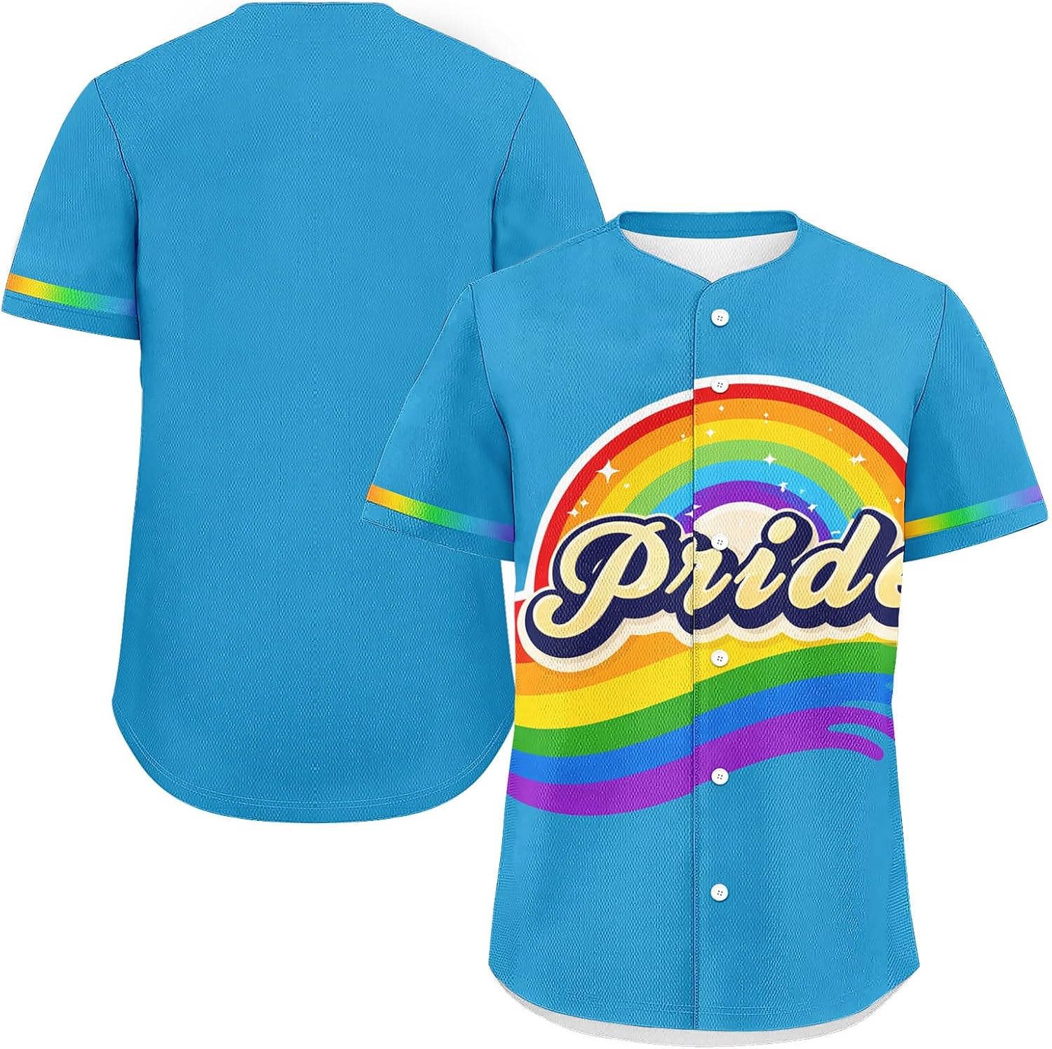 Pride Rainbow Baseball Jersey for Men Women Pride Month Button Down Shirt Love is Love Rainbow Flag Pride Apparel
