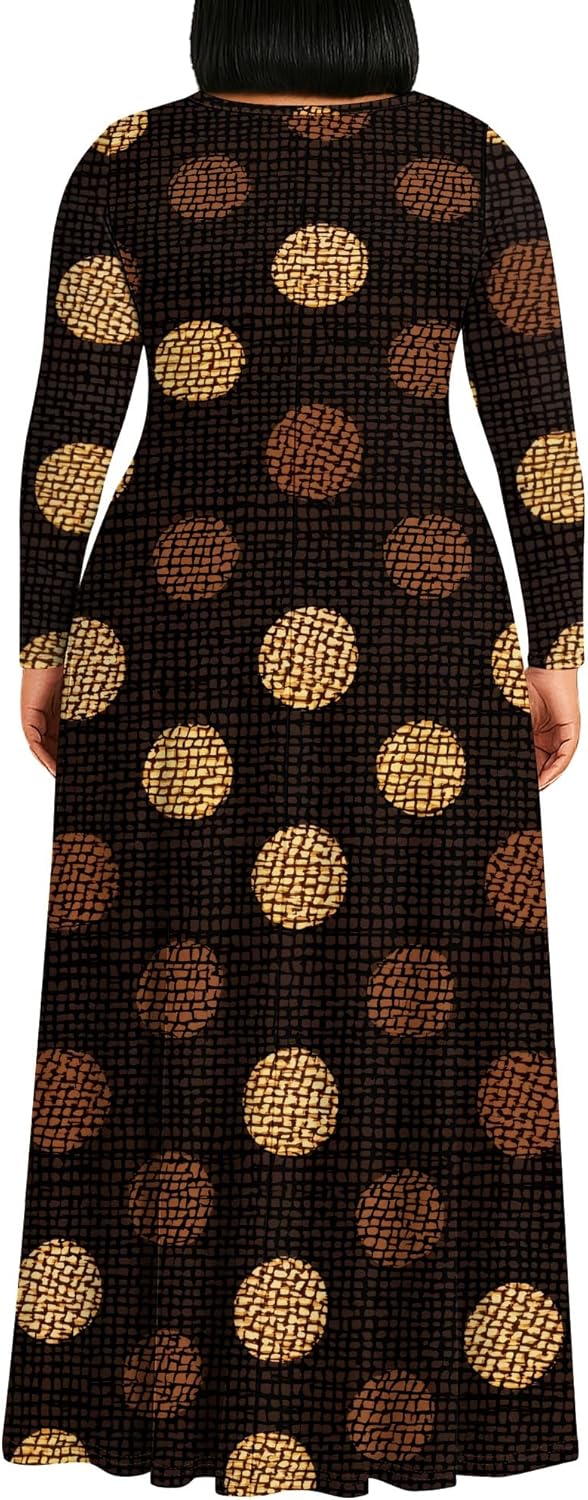 PinkPatty Plus Size Maxi Dresses for Women Long Sleeve Crew Neck Sundress Casual Fall Dress with Pockets - Image 2