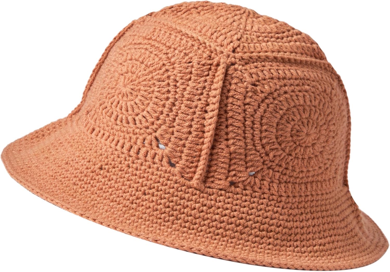 Bucket Hat for Women Men Handmade Crochet Knit Sun Hat Wide Brim Unisex Trendy Beach Vacation Getaway Headwear One Size Dark Salmon