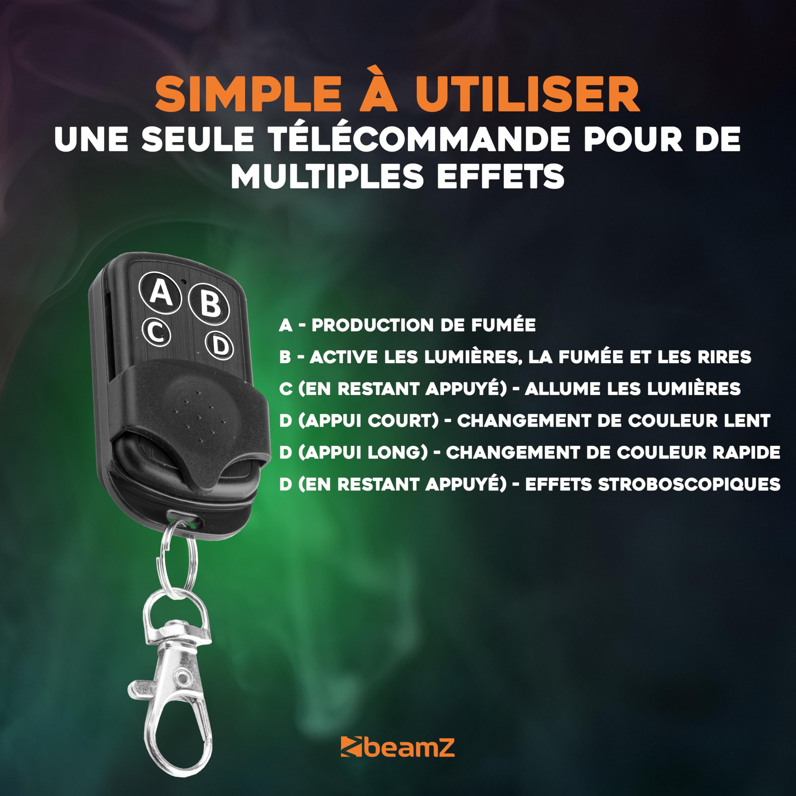 Machine à Fumée Halloween avec Citrouille Animée, Rires Diaboliques et Effets Lumineux - Ambiance Effrayante Halloween pour une Soirée Unique, Exclusivité BeamZ 2024, Liquide Inclus