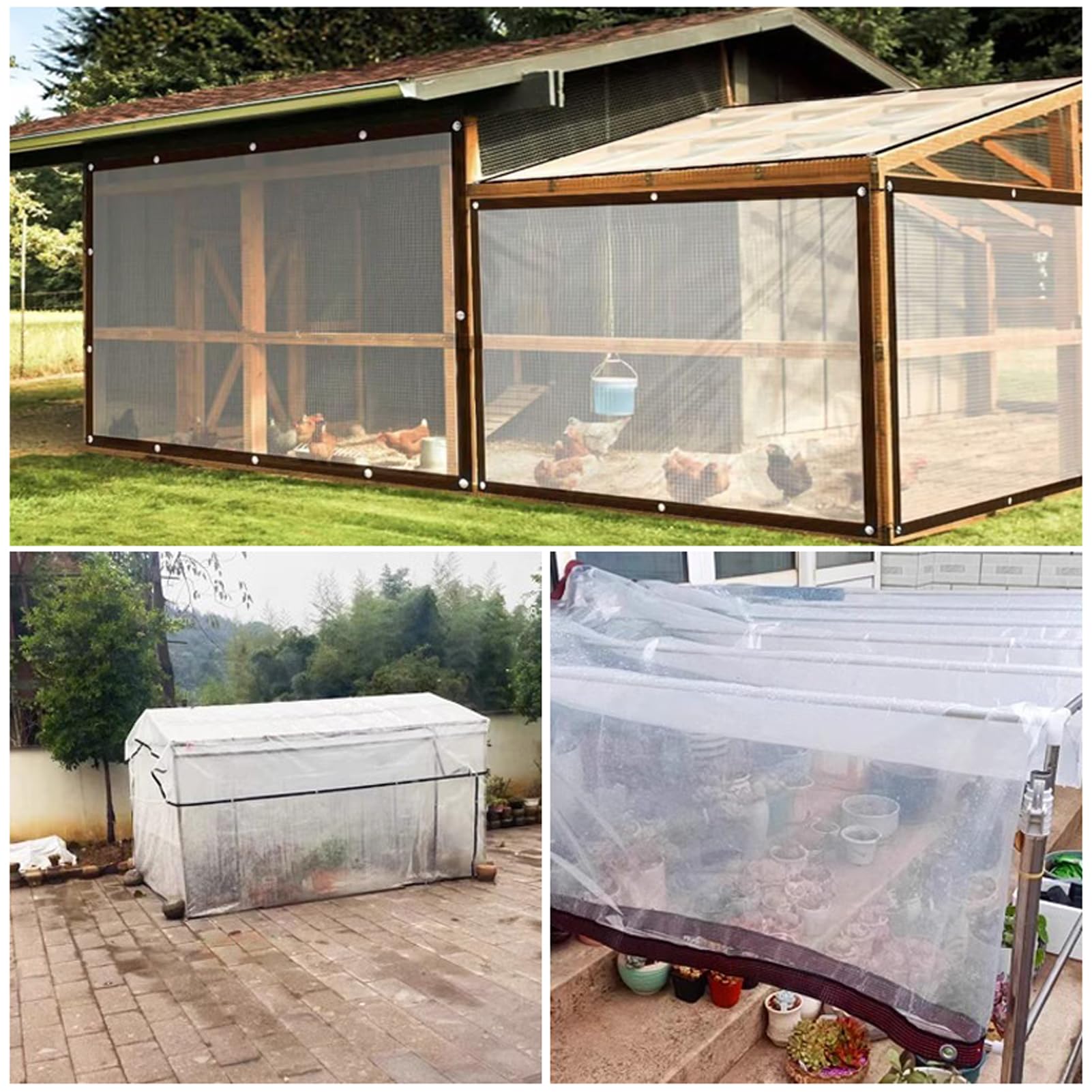 Abdeckplane Wasserdicht 8x2m, Plane Transparent Mit Ösen, Kunststoffplane Durchsichtig, wasserdichte Gewebeplane, Outdoor Schutzplane, Regenschutz Reißfeste