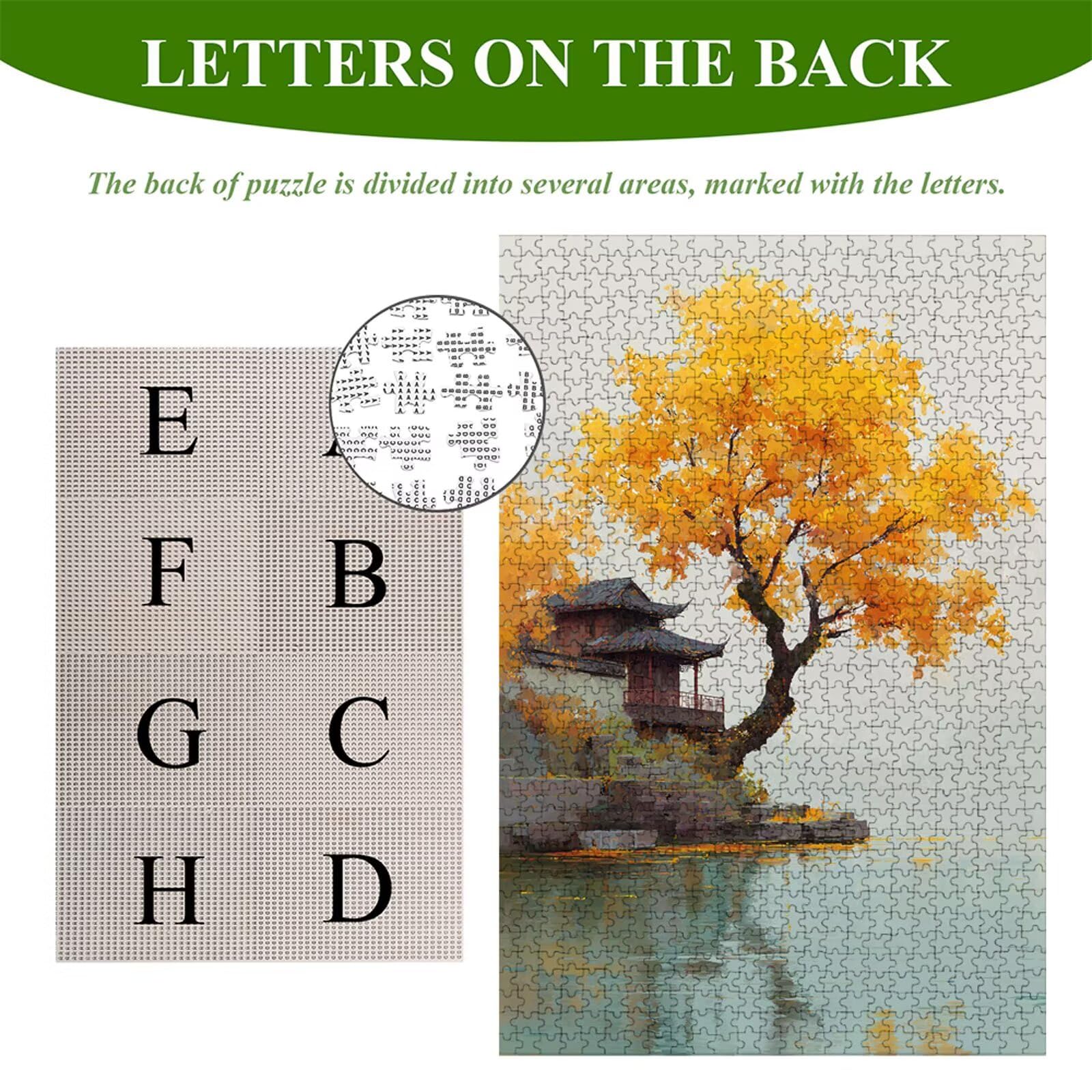 Puzzle 1500 Piezas Adultos Otoño & Árbol, Rompecabezas con Letras Traseras y Póster, Pasatiempo Antiestrés, Decoración de Pared, Regalo Decorar Mujer Hombre 87 x 57 cm (14 Años +) P3#1143