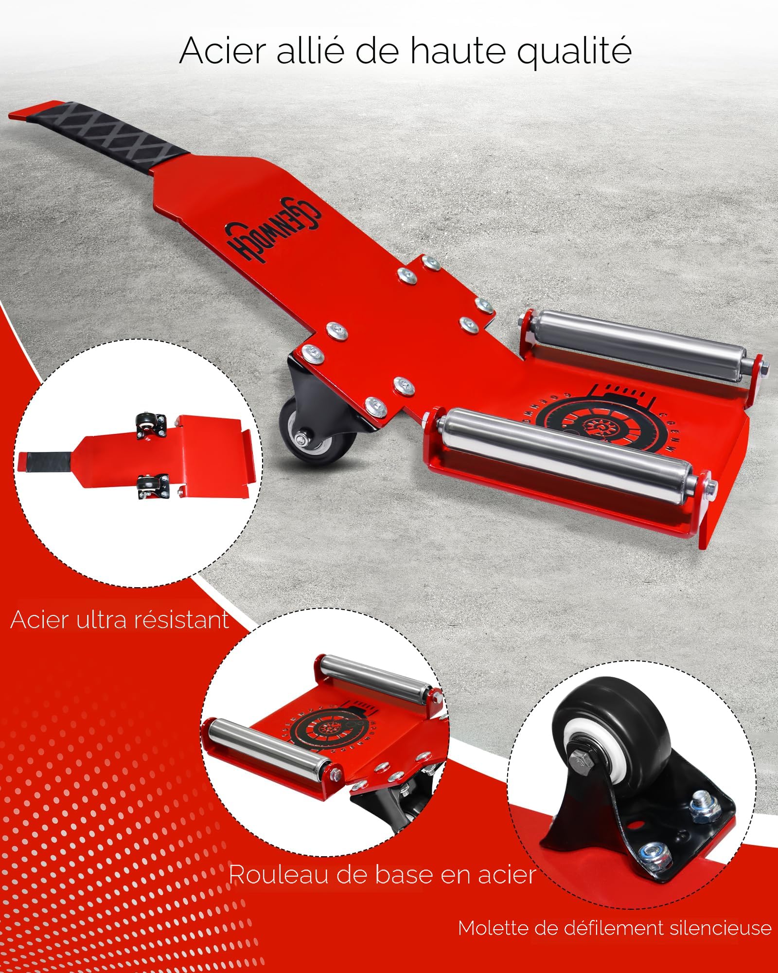Cric De Levage Pour Pneus Lourds - Plaque à Rouleaux Pour Alignement - Pour SUV, Camion, Voiture, Moto - Acier Robuste - 6