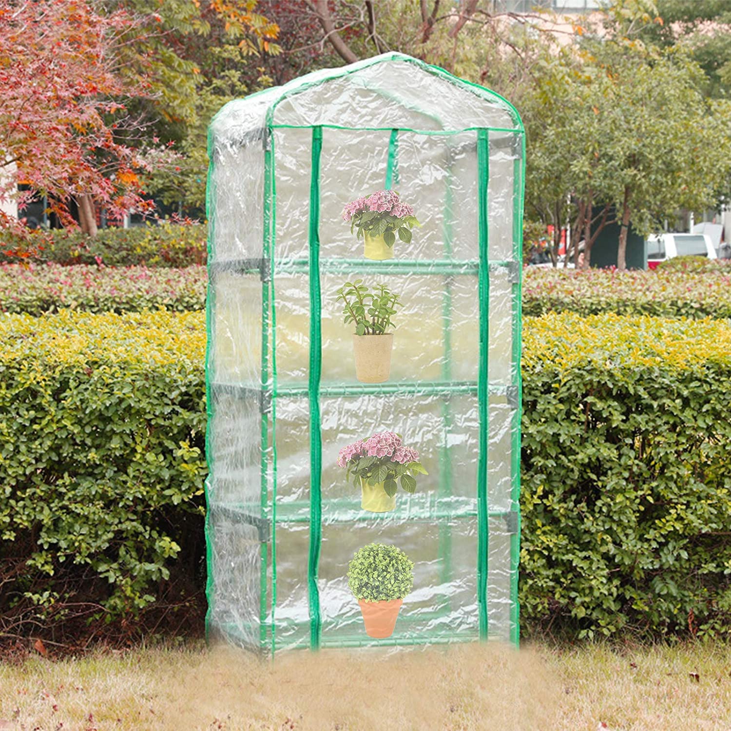 LATERN 4 Livelli Copertura di Ricambio per Serra, 160CM x 70CM x 50cm Chiaro PVC Piccolo Copertura Della Casa per Coltivazione delle Piante con Porta con Cerniera Avvolgibile (Telaio Non Includere)