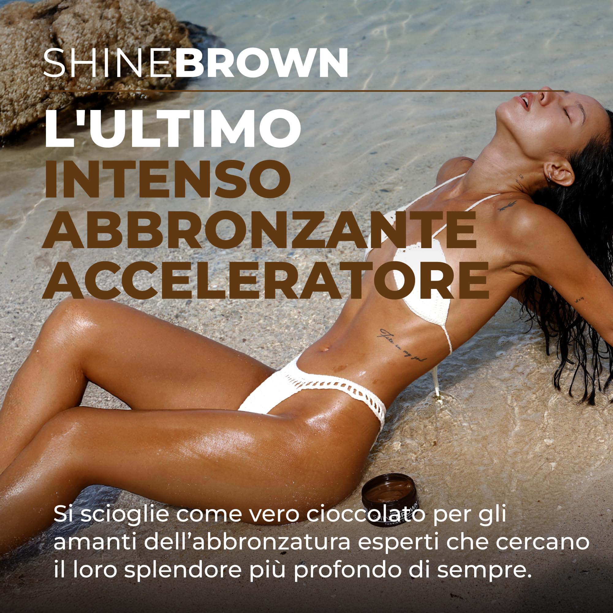 BYROKKO Shine Brown Crema Acceleratore Abbronzante Al Cioccolato (200 ml), Rapida Super XXL Per Un'abbronzatura Intensa, Efficace Sotto Lettini E Sole All'aperto