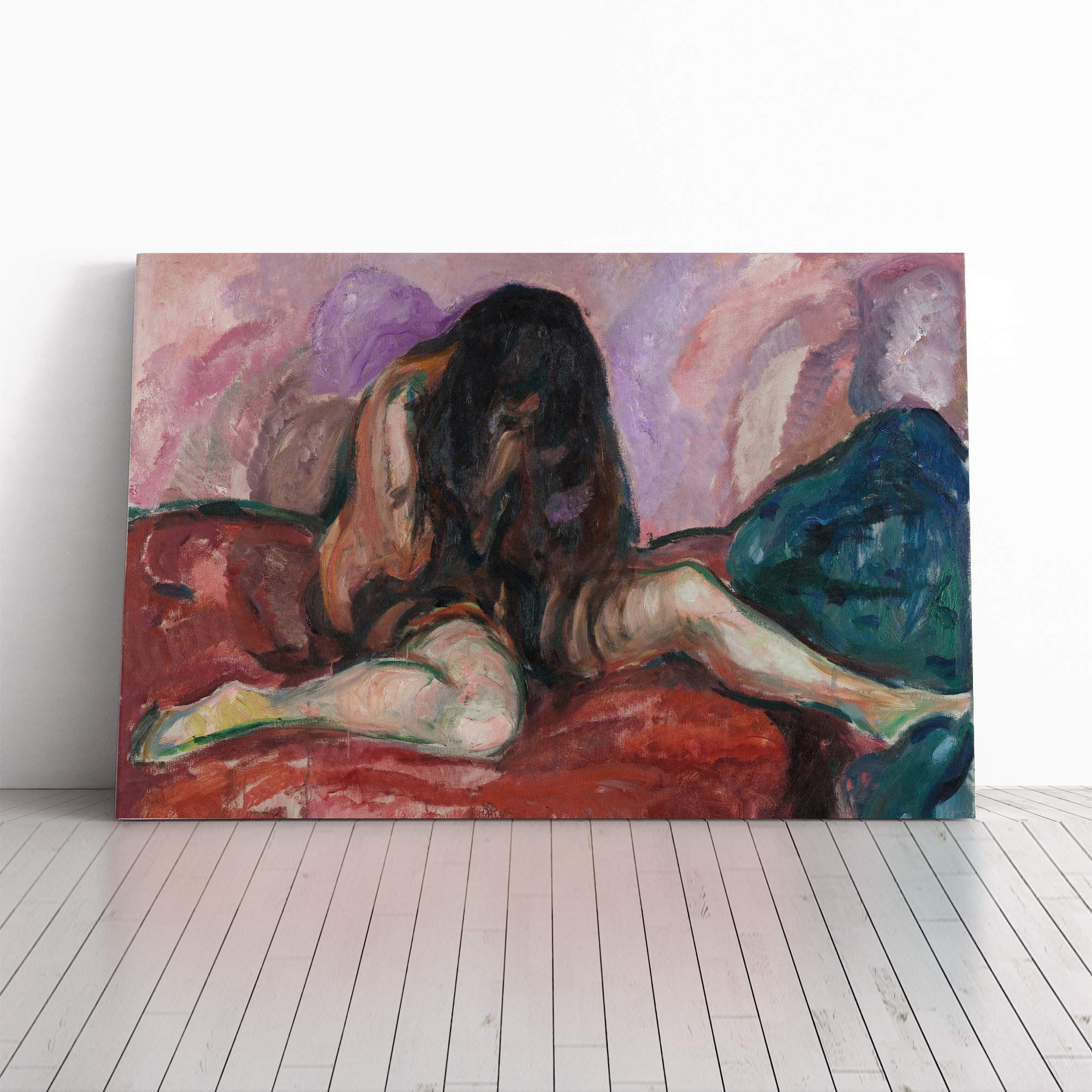 Edvard Munch Weeping Nude Canvas Print | Gallery Wrapped 30mm Frame Wall Art | 24x16 inches | Ready to Hang | Modern People Picture | Living Room Bedroom Lounge Office
