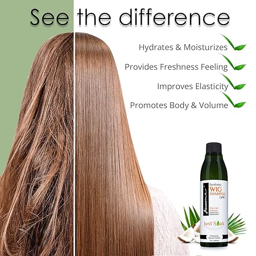 Miniatura 6 de Awesome Champú de peluca sintética, pH 6, champú profesional para pelucas de cabello sintético, solo remoja, añade cuerpo y volumen, promueve la