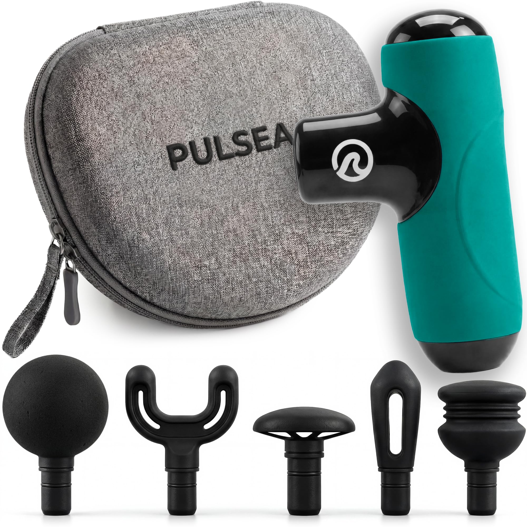 Mini Pistolet de Massage Musculaire Pulsea – 5 Vitesses, Massage Profond, Ultra Silencieux <45dB, Rechargeable USB-C, 5 Embouts, Compact & Portable pour Sport et Récupération (Vert)