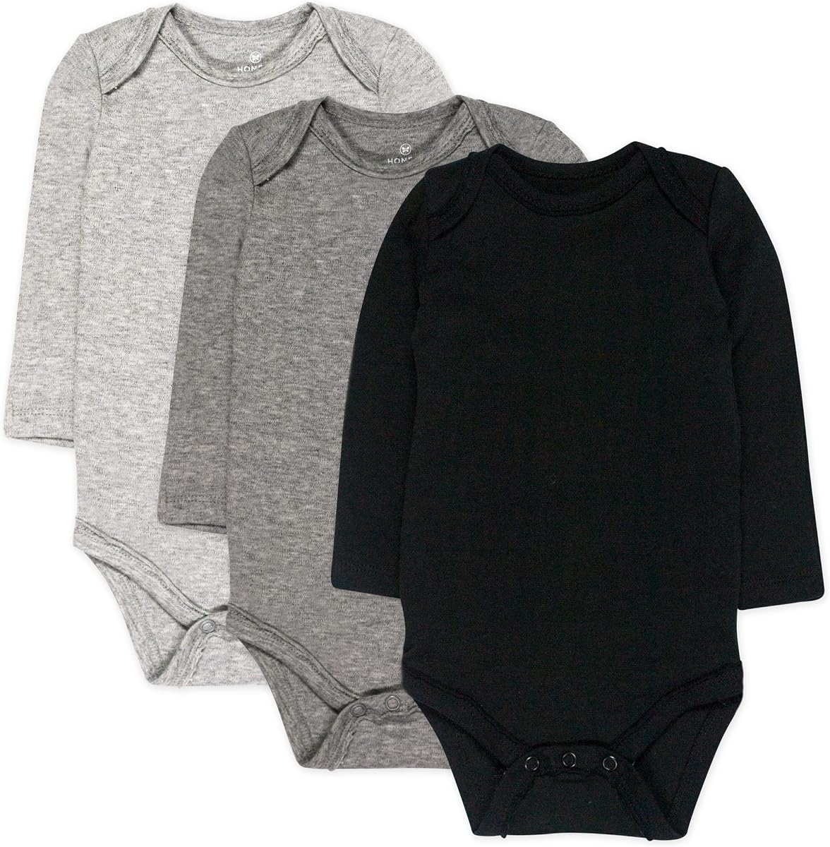 HonestBaby - Pack de 3 monos de manga larga unisex para bebé, de una sola pieza, 100% algodón orgánico, para bebés, niñas y niños
