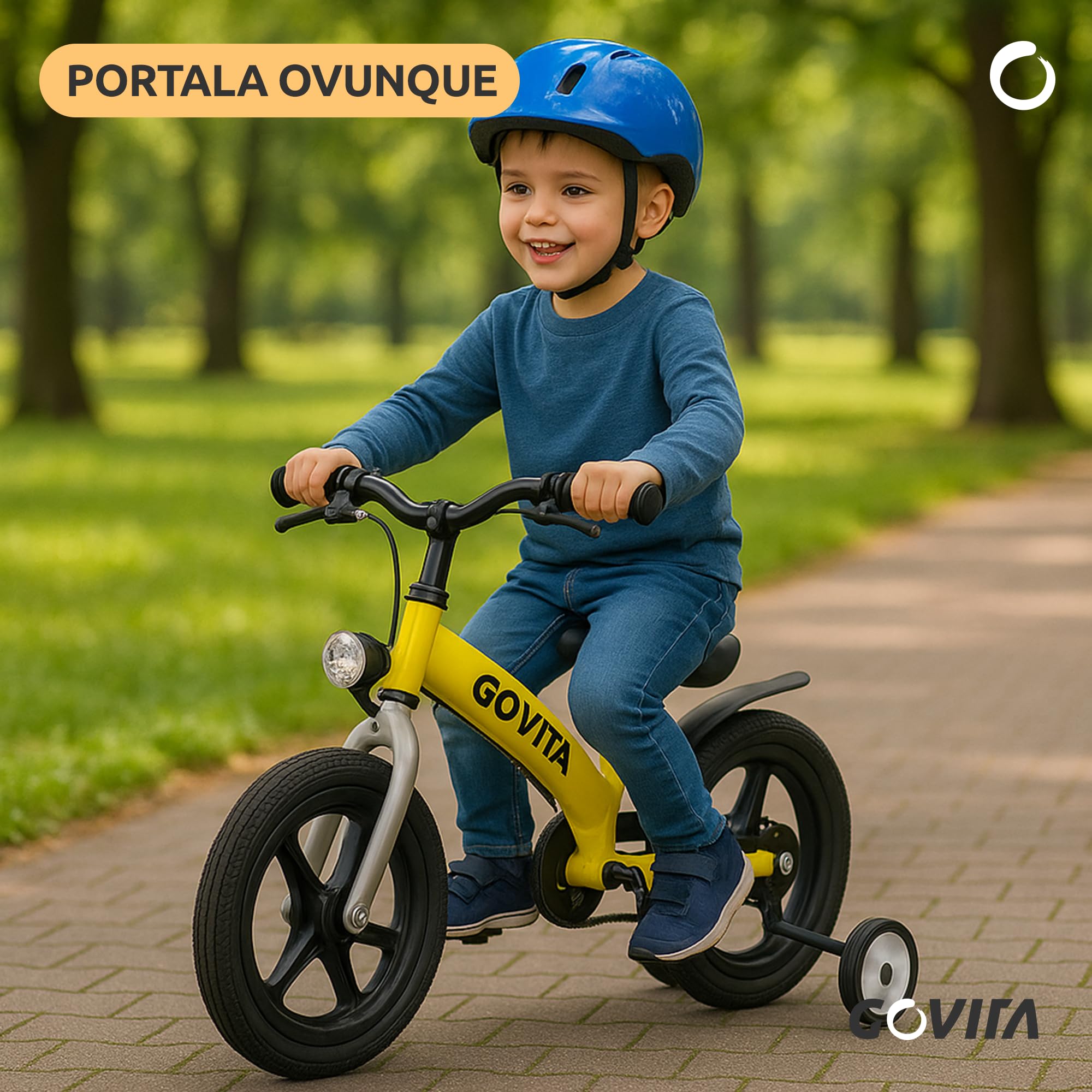 GOVITA Bicicletta Senza Pedali e con Pedali 2 in 1 per Bambini | Balance Bike da 14 Pollici | Bici Evolutiva per Apprendimento Equilibrio e Coordinazione | Freno a Mano, Sella Regolabile