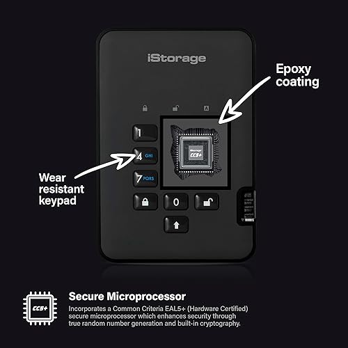 Miniatura 10 de iStorage diskAshur2 HDD 2TB Green - Disco duro portátil seguro - Protección con contraseña, resistente al polvo y al agua, portátil, cifrado de