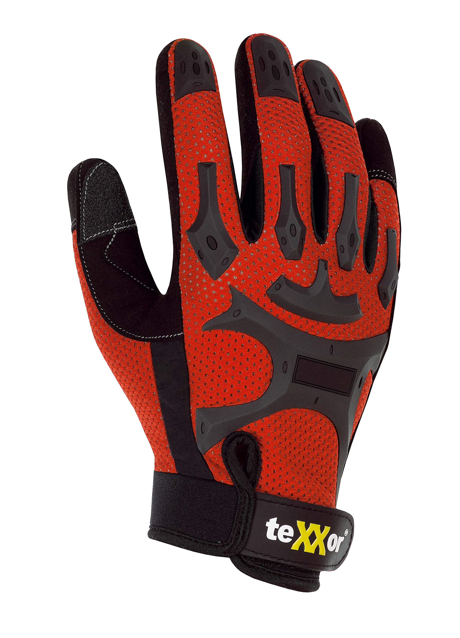 (12 Paar) teXXor Handschuhe Kunstlederhandschuhe Buckley 12 x rot/schwarz 8