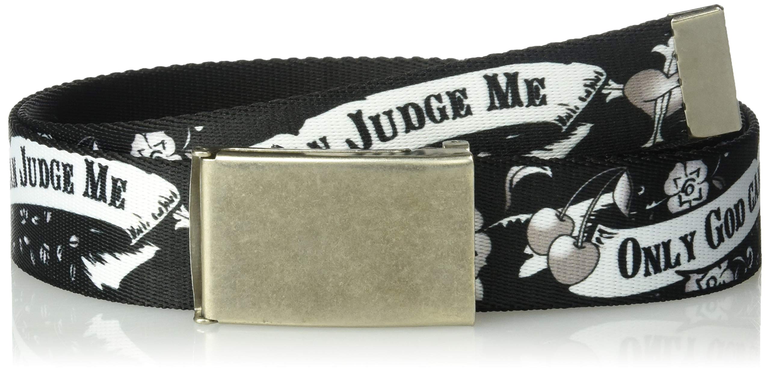 Buckle-Down Web Belt Only God Can Judge Tattoo 1.5