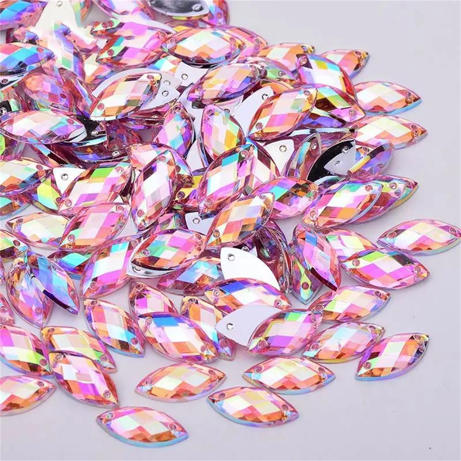 Vogrtcc 500 szt. 7 x 15 mm żółte Ab końskie oko płaskie plecy akrylowe przyszywane stras szycie kryształowe kamienie aplikacja do odzieży sukni rękodzieła