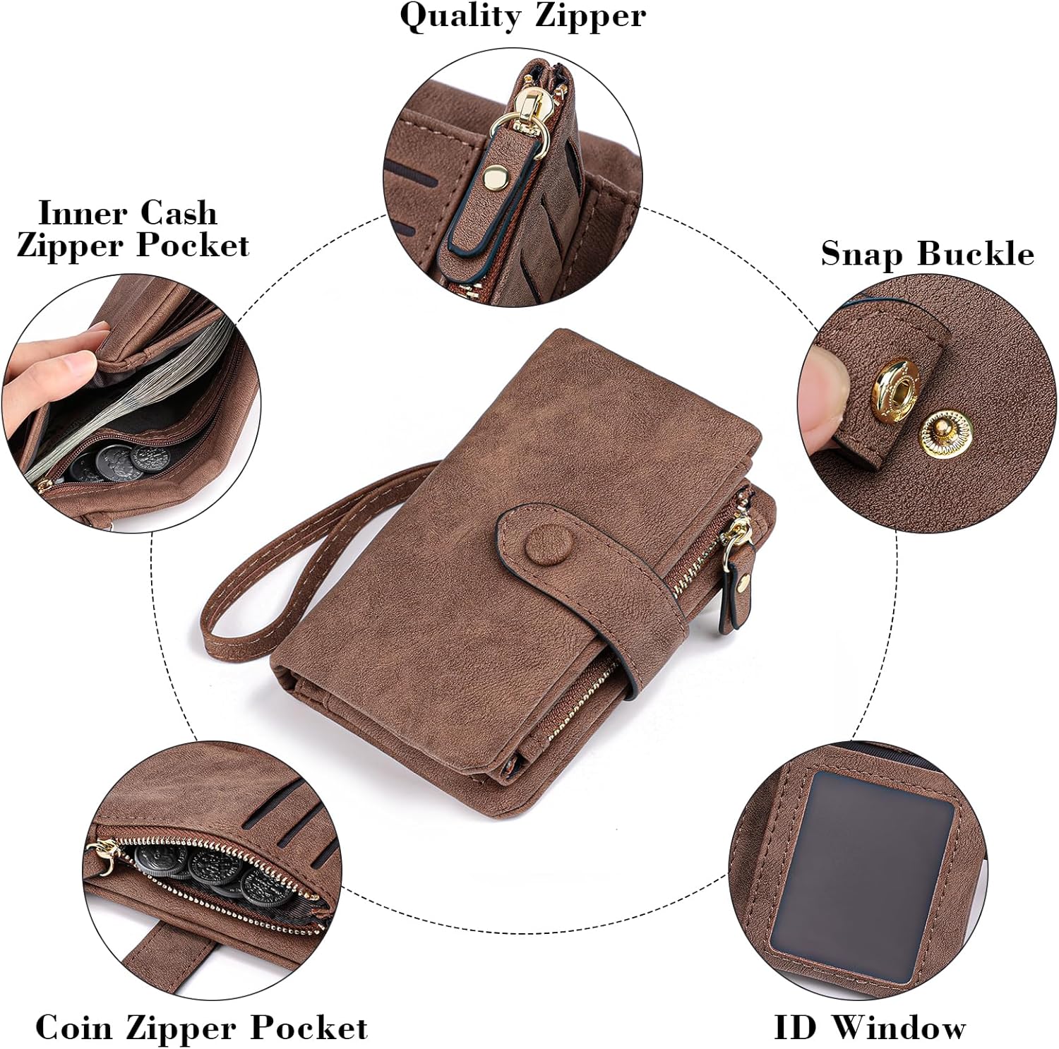 Womens Wallet Small Bifold Leather Wallets Women RFID blocking Ladies Wristlet with Card holder ID window Coin Purse - Image 4