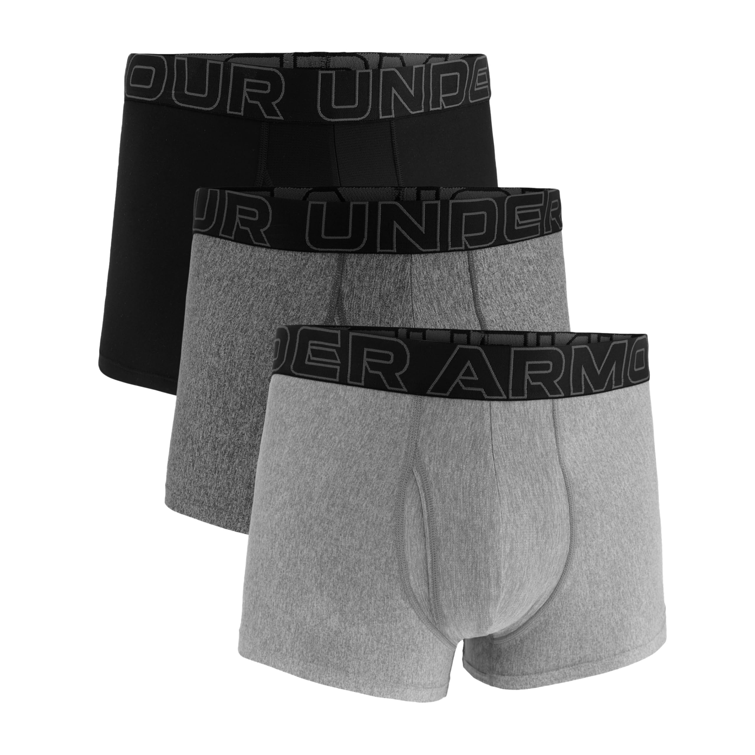 Under Armour Men's 3-Pack Performance Tech Boxer Brief, 3" Inseam – Breathable, Moisture Wicking, Soft Touch, All-Day Comfort, Steel, 4XL