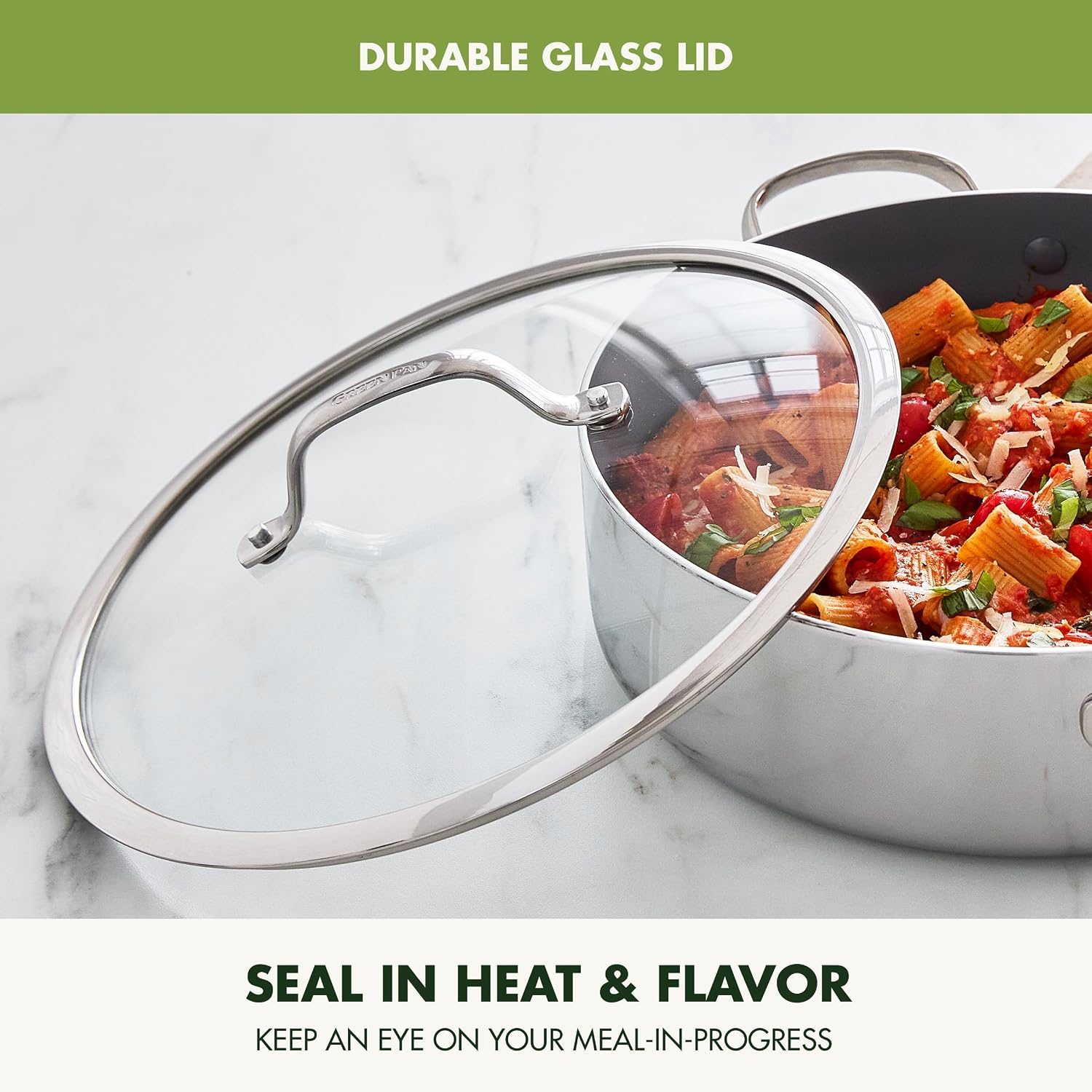 GreenPan Valencia Pro Stainless Steel 5QT Saute Pan with Lid and 1.5QT Saucepan with Lid, Induction Mirrored Tri-Ply, Ceramic Nonstick PFAS-Free Coating, Induction, Dishwasher Safe,Oven &Broiler Safe