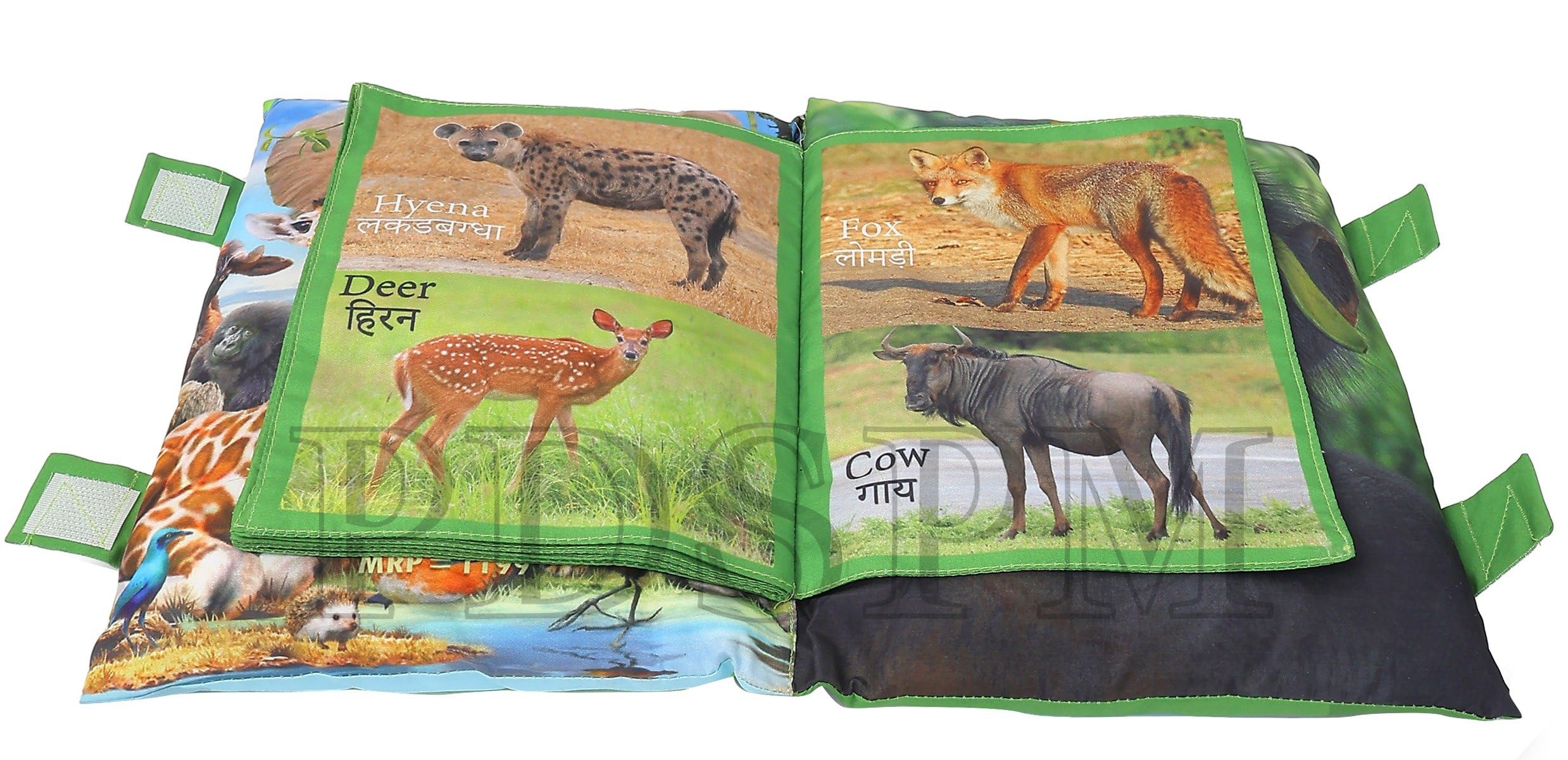 PDSPM Peek-A-Boo Learning Cushion Pillow Book | Soft Cloth Book Activity Toy | Jungle Animal Book for Kids | Animals Picture and Names Early Development Busy Book, 4