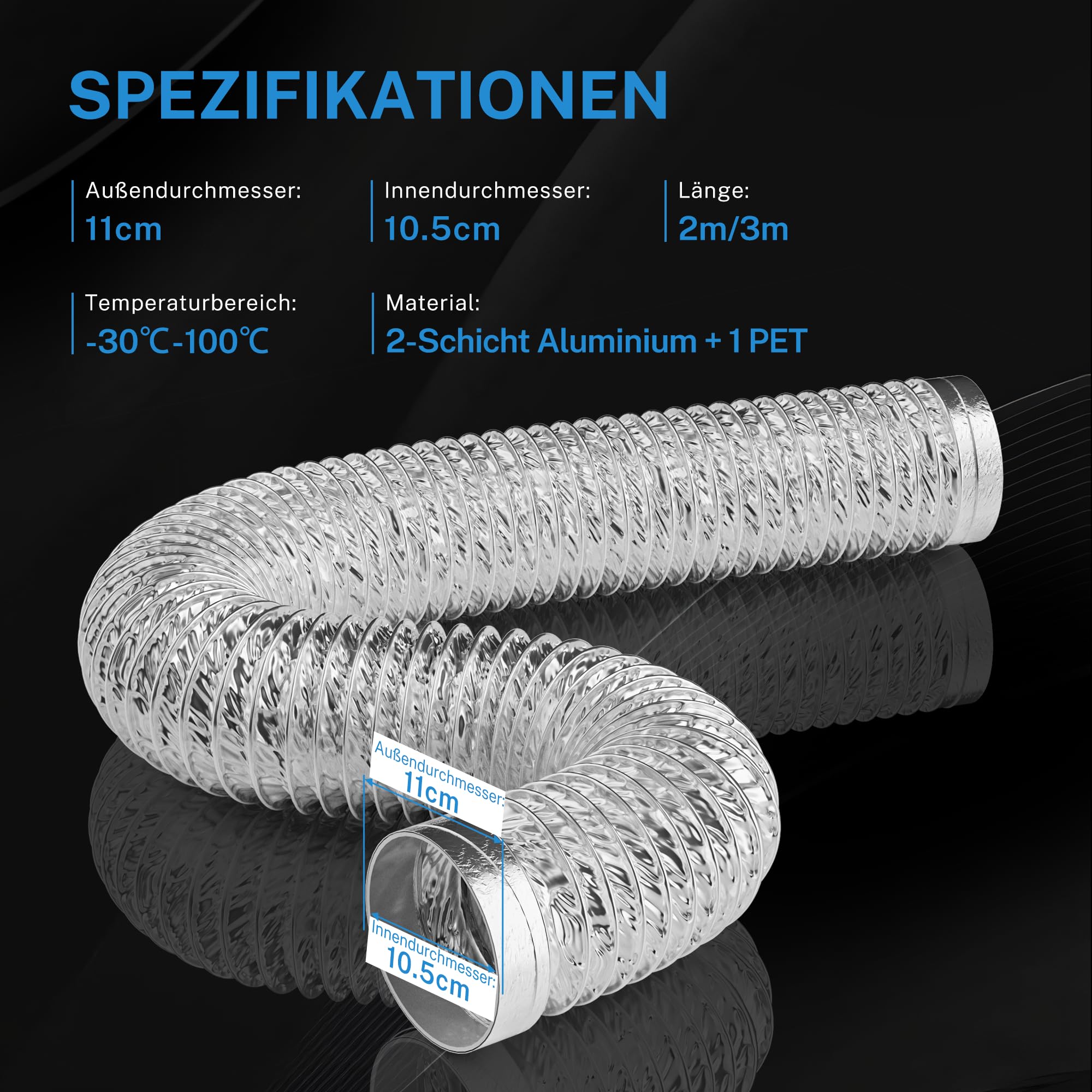 Tubo Flessibile Ventilazione 100mm X 2m - Per Cappe, Asciugatrici, Aria Condizionata - Foto 9