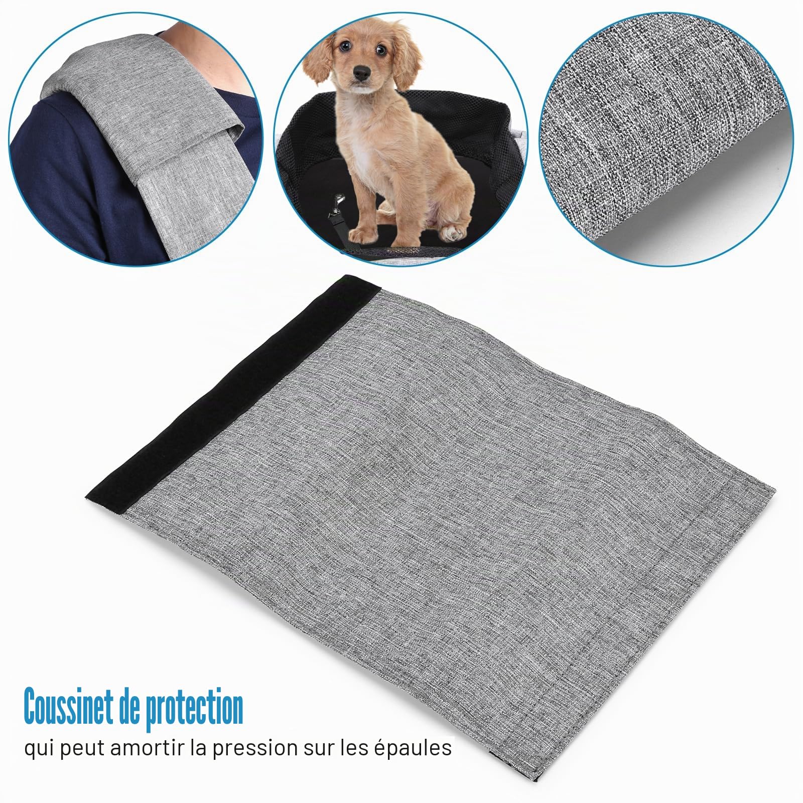Ownpets Sac de Transport pour Chien jusqu'à 11 kg, écharpe de Transport pour Chien, Sac pour Chien avec bandoulière réglable et Poche Avant et épaulettes de Poche 30 cm Profondeur x 34,8 cm Large