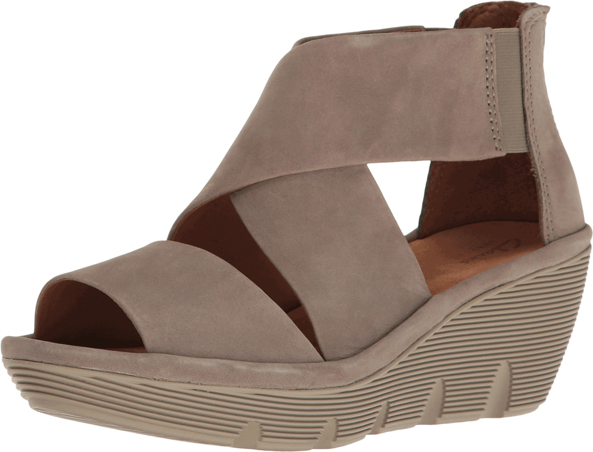 Clarks Womens Clarene Glamor Nubuck Ankle Wedge Sandals