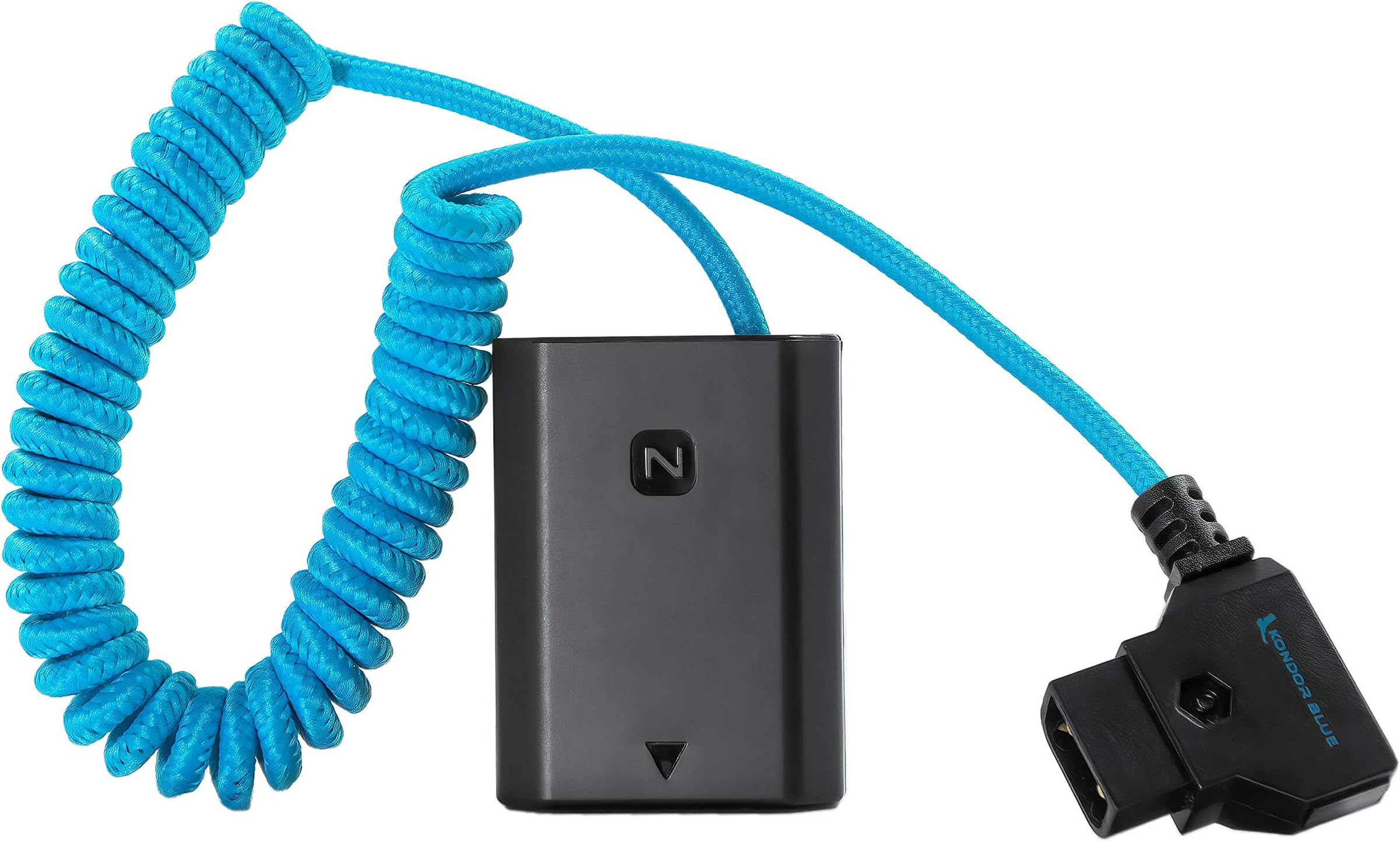 Kondor Blue D-Tap to NP-FZ100 Coiled Dummy Battery Cable for Sony a7S III/a7 IV, Blue