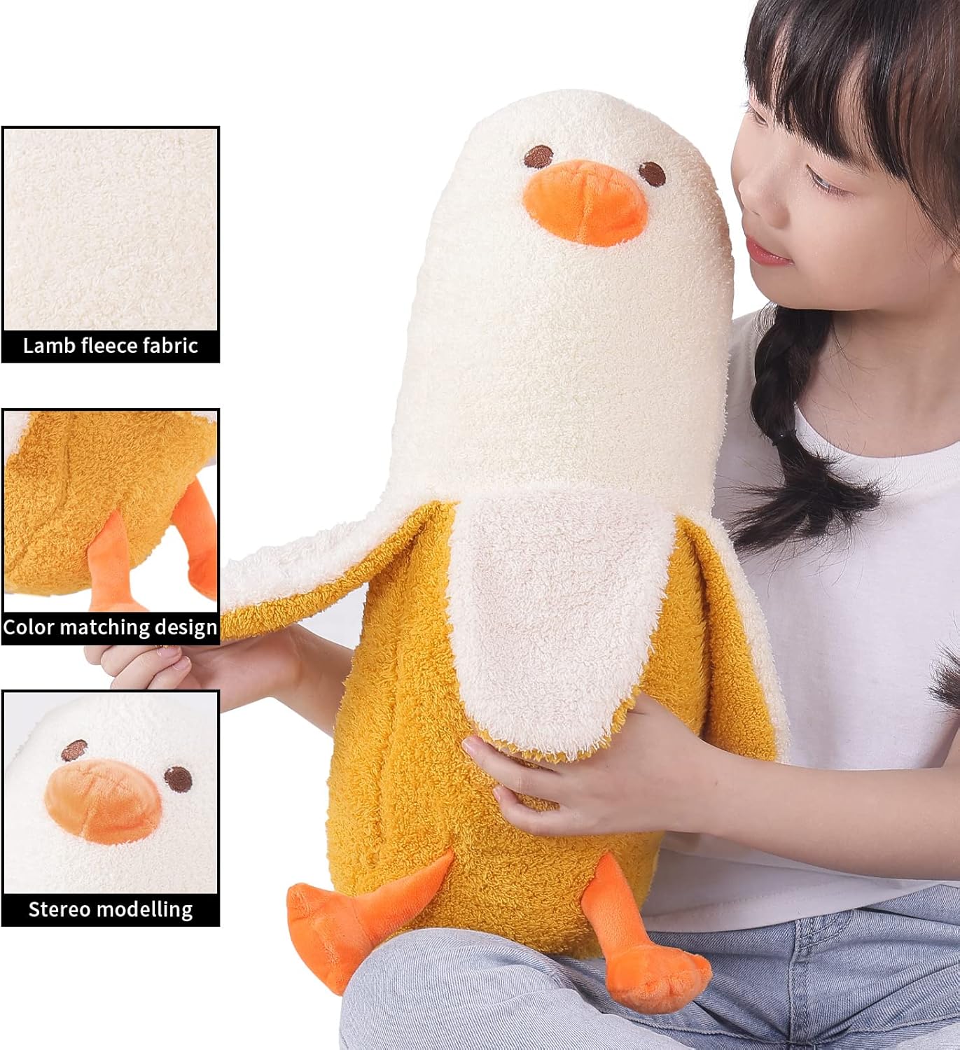 Buy 19.7 Banana Duck Stuffed Animal Plush Toy，Cute Anime Body Soft Pillow Doll Kawaii Banana