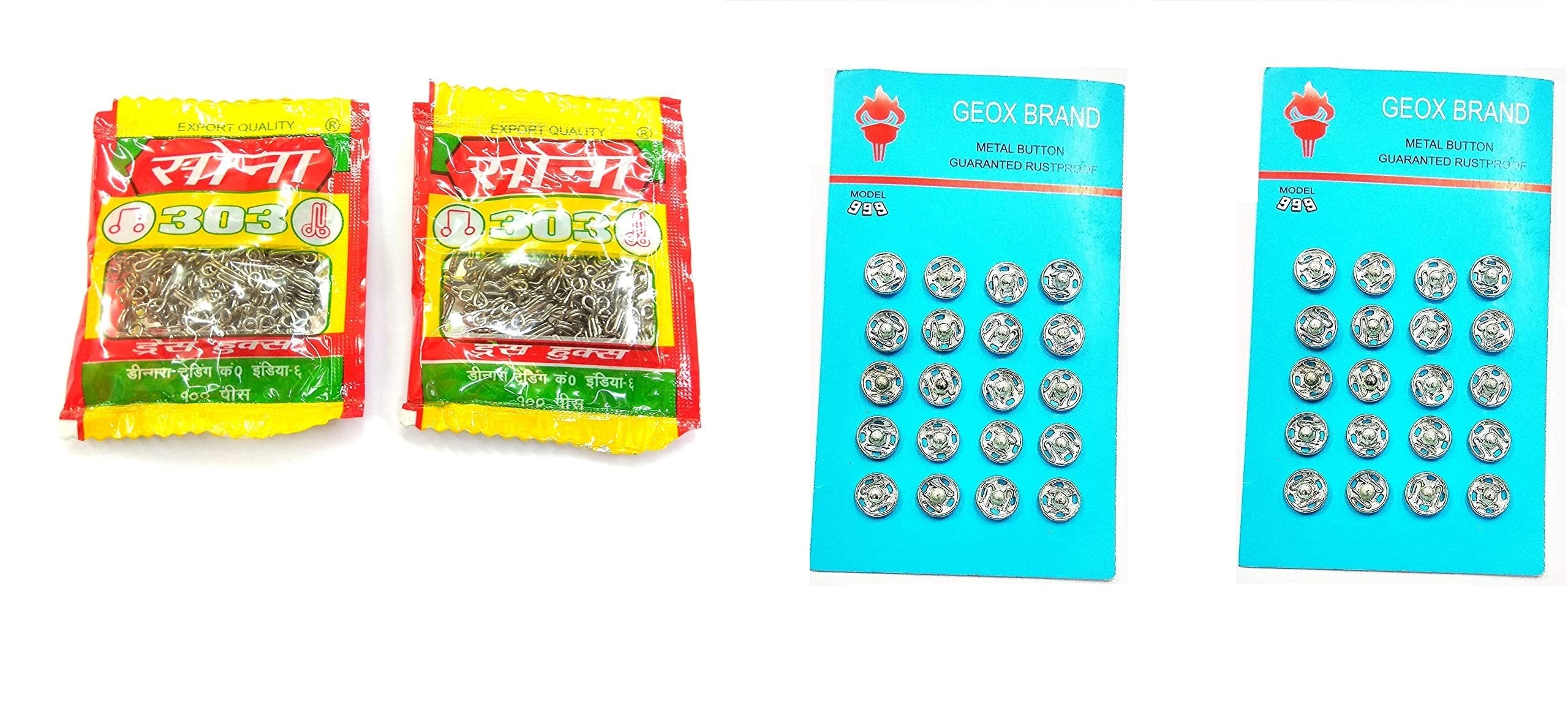 MK'S Set of Blouse Hooks Export Quality and Touch Buttons/Press/Tich Button for Sewing - Pack of 2 Items