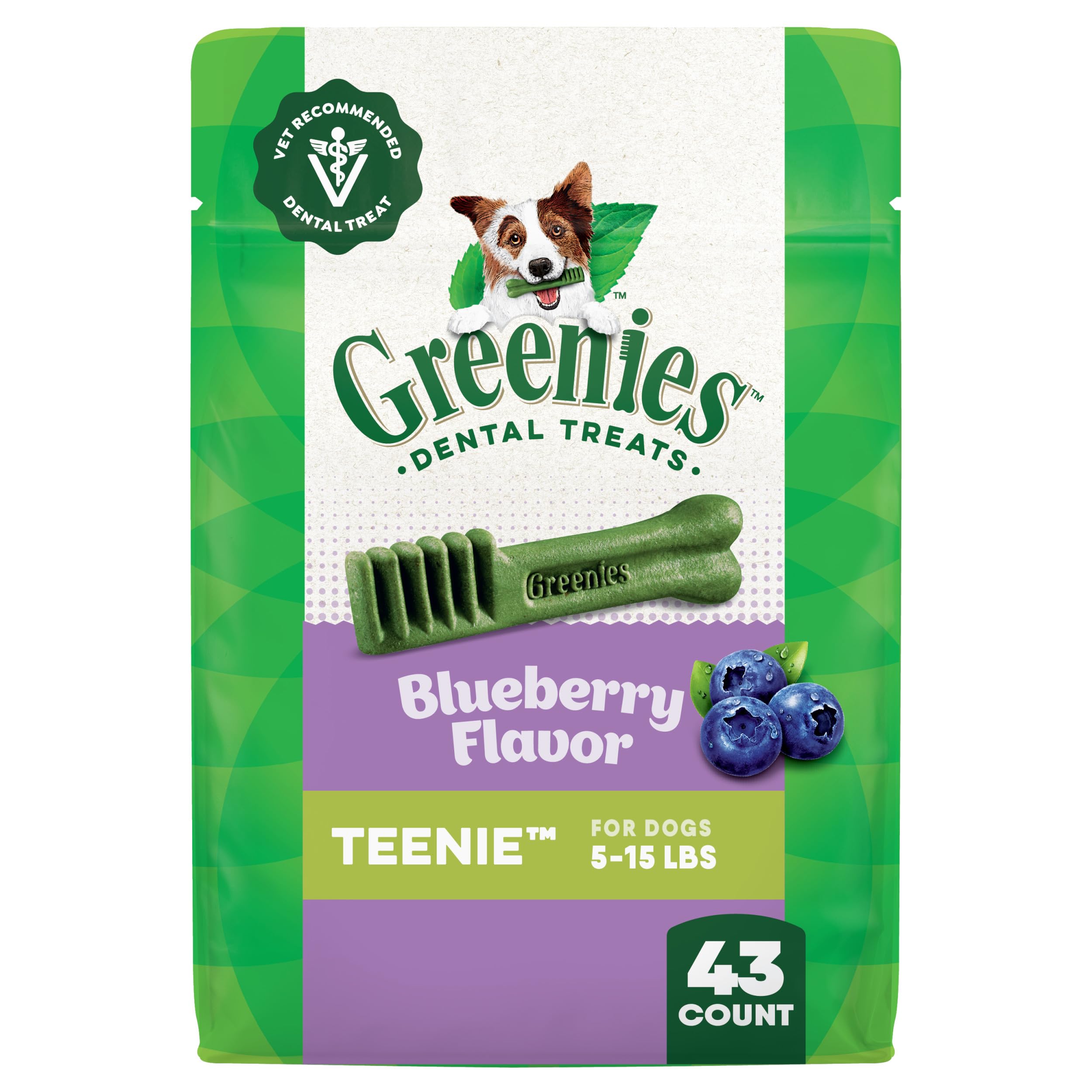 Greenies BURSTING BLUEBERRY Dental Chews for Dogs Teenie 12 oz Dog Treats