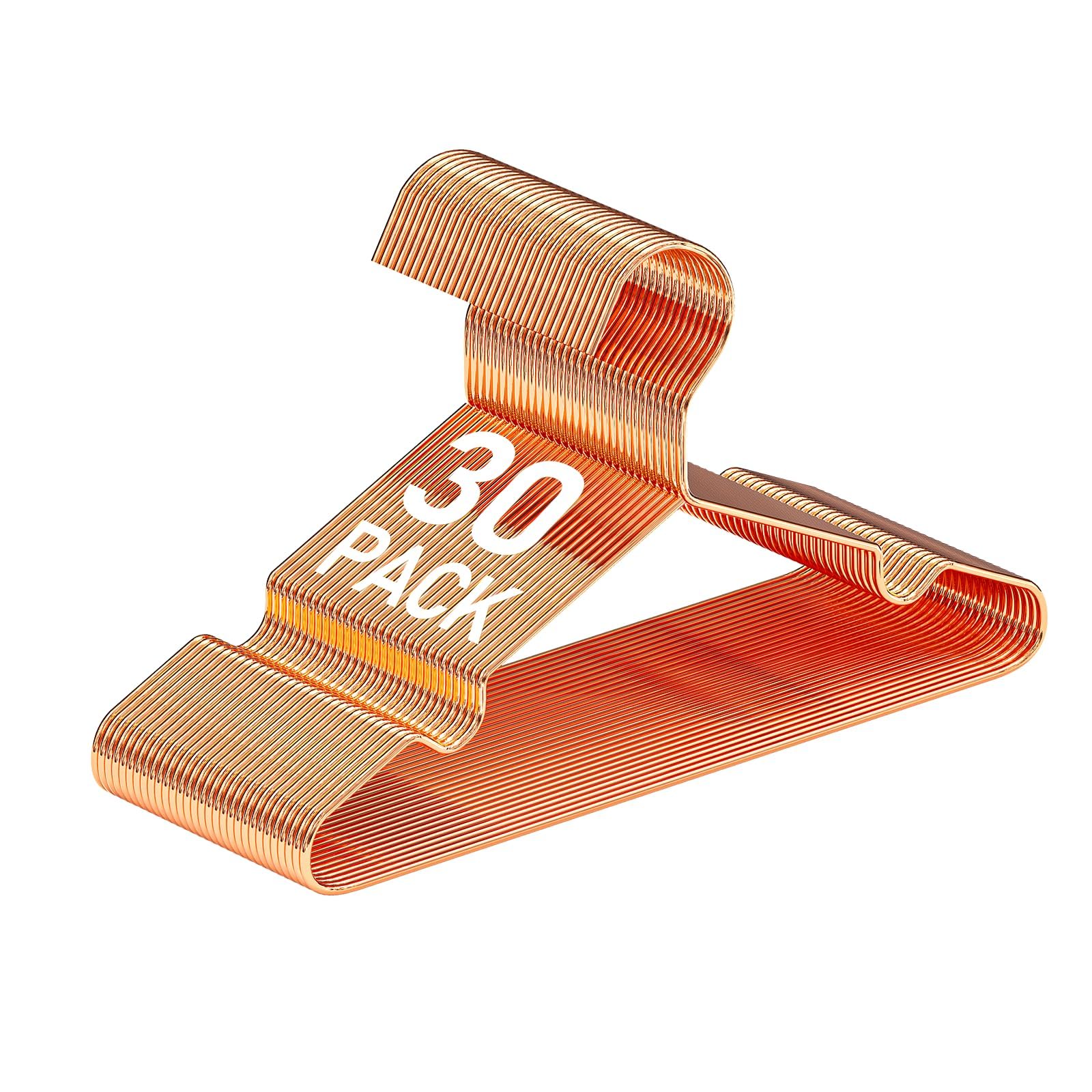 SPECILITE Kinder/Baby Metall Kleiderbügel, Roségold 30 Stück(30 cm breit), stabile Bügel Metalldraht, für Babykleidung, Kleiderschrank, Garderobe, platzsparend, mit Einkerbung