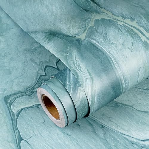 YENHOME Papel de contacto de mármol azul turquesa de 30 x 118 pulgadas, para encimeras de mármol, despegar y pegar, impermeable, extraíble, papel