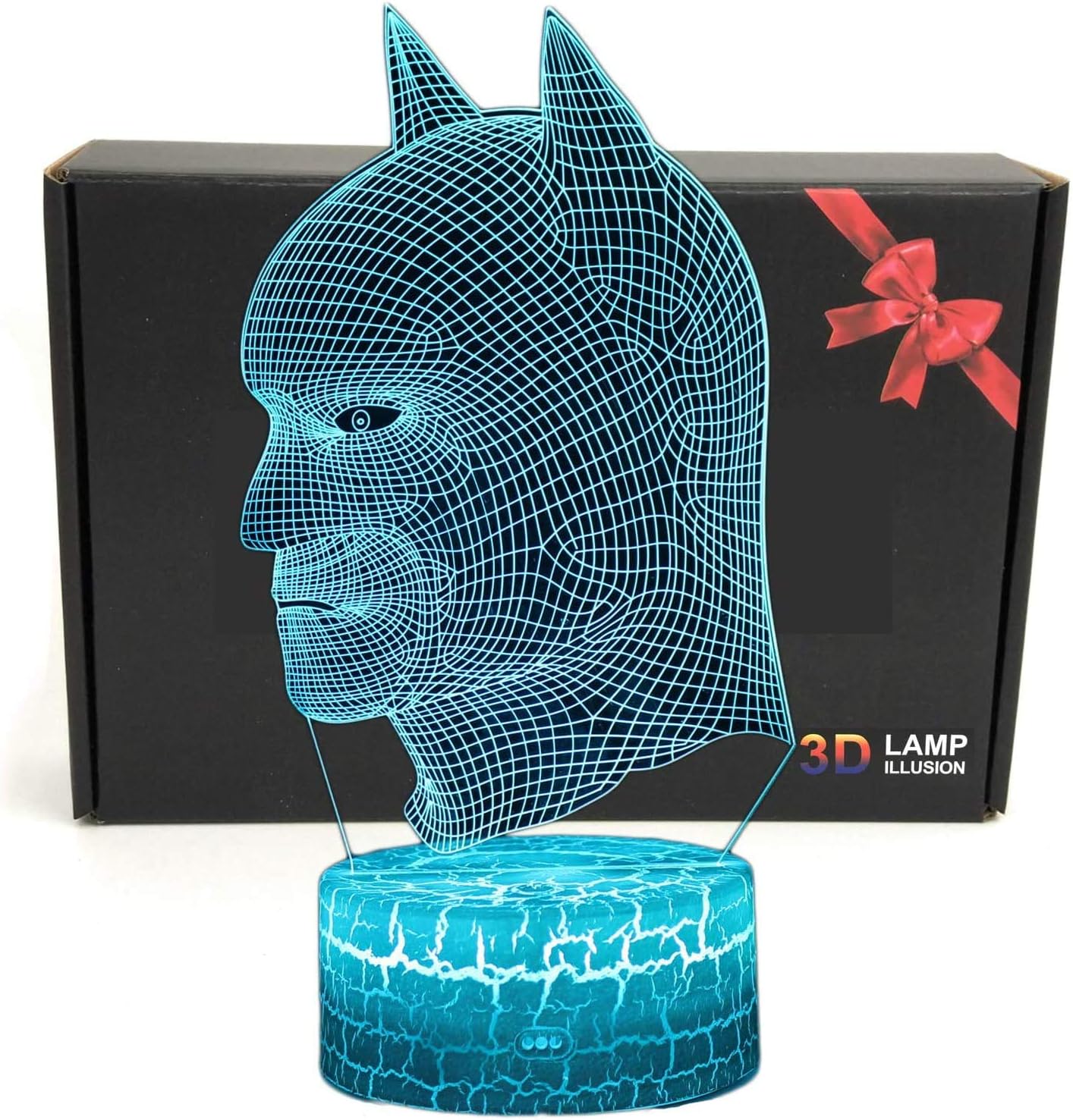 LED Superhero 3D Optical Illusion Smart 7 Colors Night Light Table Lamp with USB Power Cable (Batman)