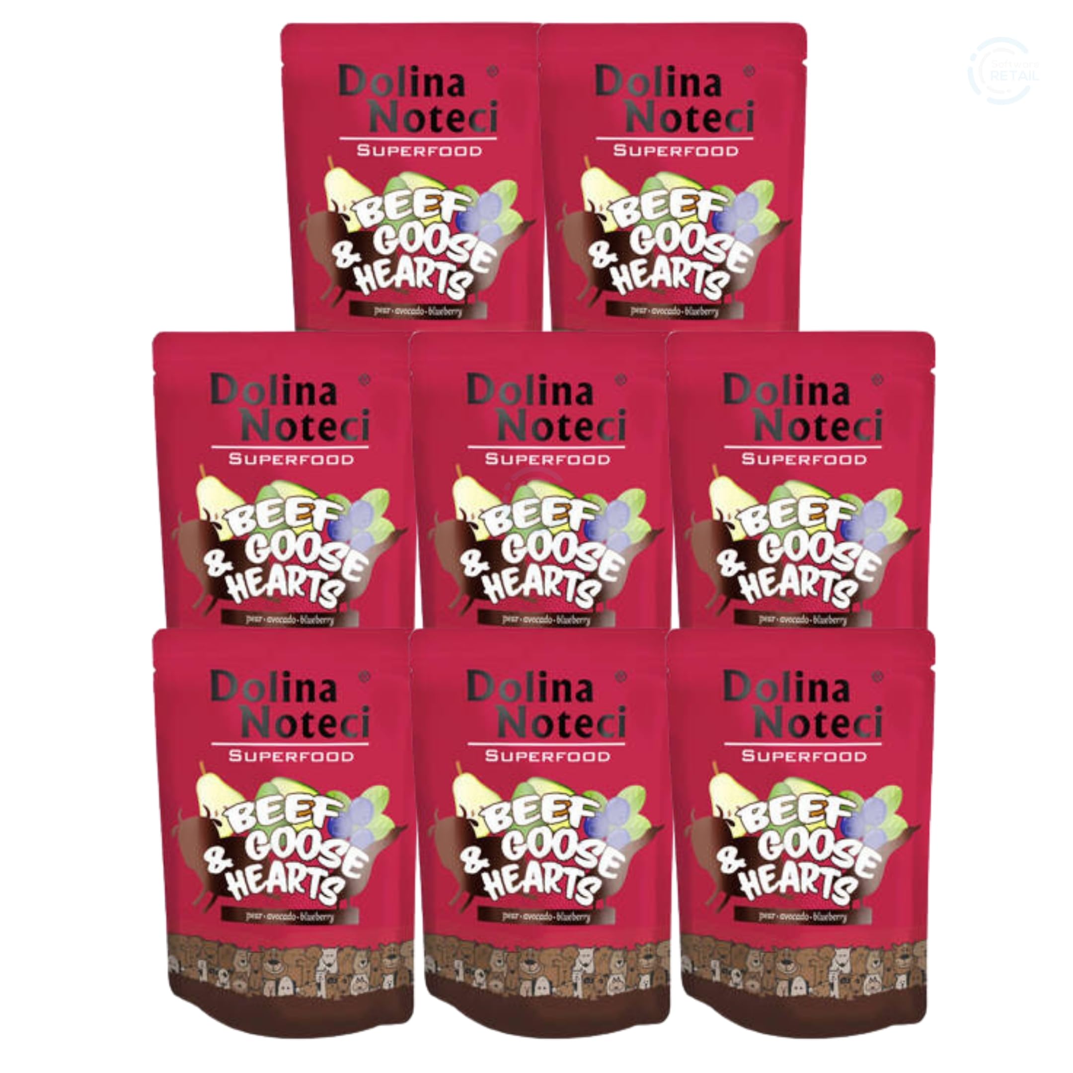 Dolina Noteci Premium SUPERFOOD Grain-Free Wet Dog Food for All Breeds – Natural Recipes, Tailored Nutrition, Unique Meats & Functional Supplements, No Additives (Beef & Goose Hearts, 8x300g)