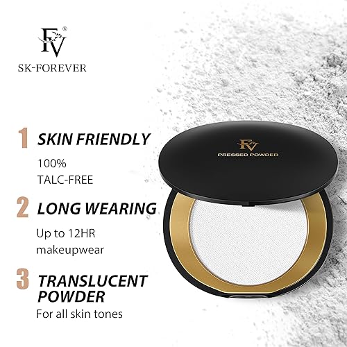 Miniatura 2 de FV Polvo prensado de larga duración, polvo ligero de ajuste de acabado mate, control de aceite, cobertura media, polvo de hornear facial con aspecto