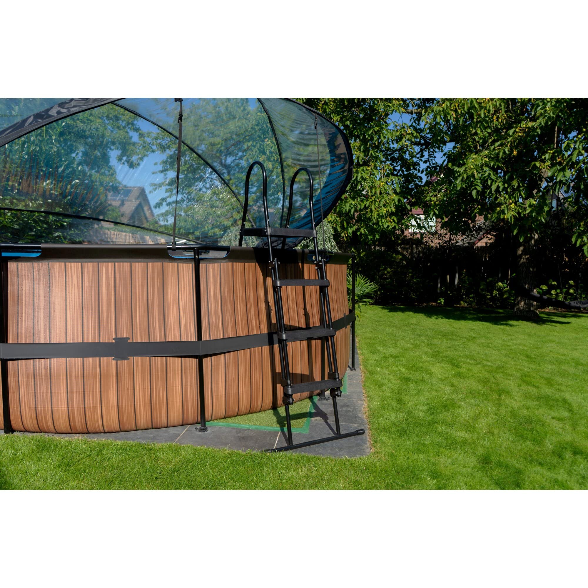 EXIT Toys Échelle de Piscine avec Rampe pour Piscines - Marches Antidérapantes - Hauteur de Cadre 108-122cm - Noir