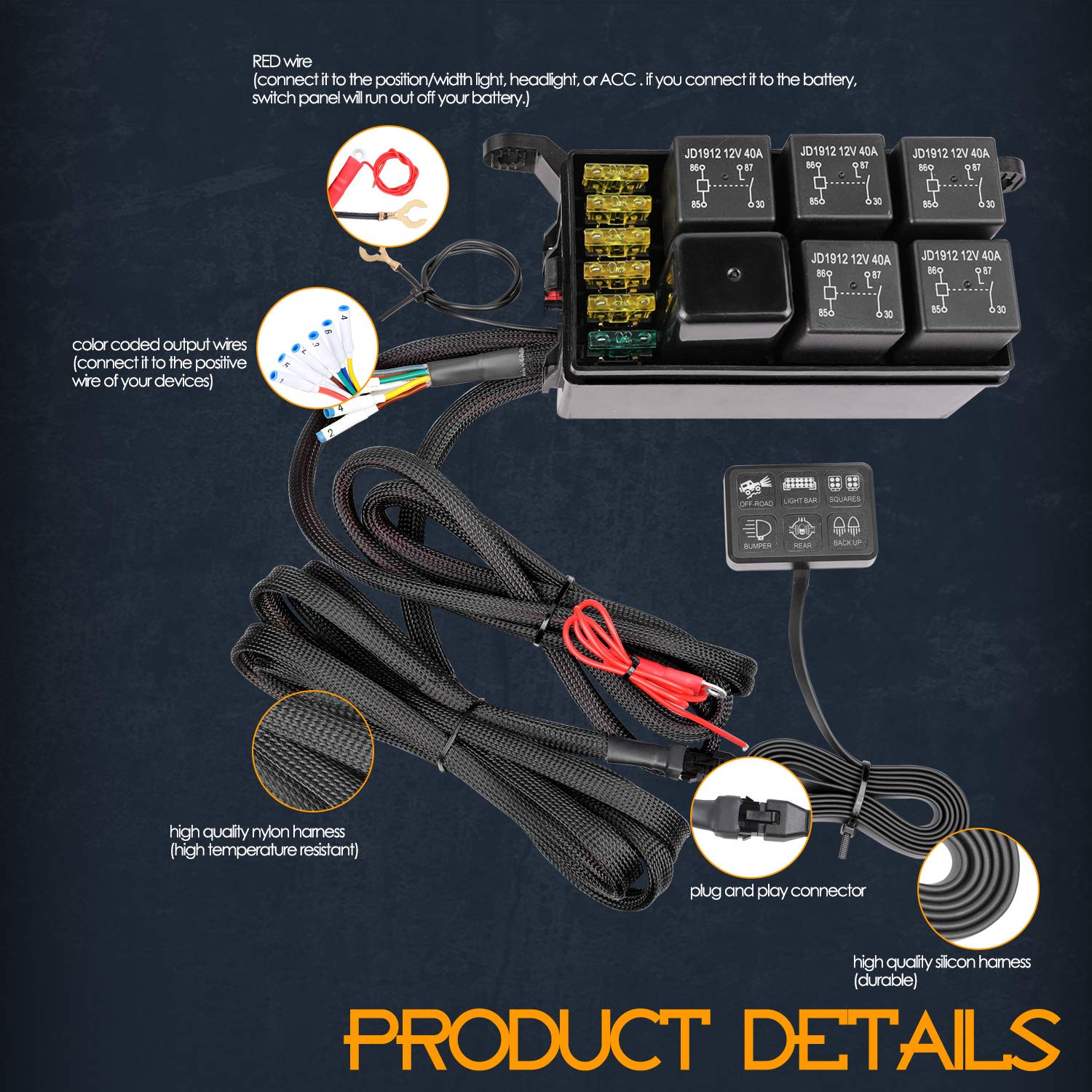 6 Gang Switch Panel, Nirider Universal Circuit Control Box Button