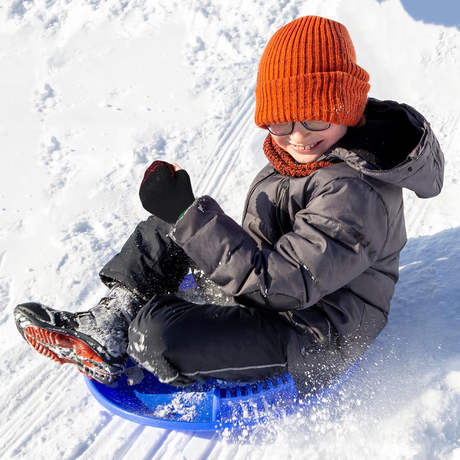 Handepo 4 Pairs Kids Convertible Fingerless Gloves Flip Top Winter Warm Knitted Mittens with Cover for Boy Toddler Girl - Image 6