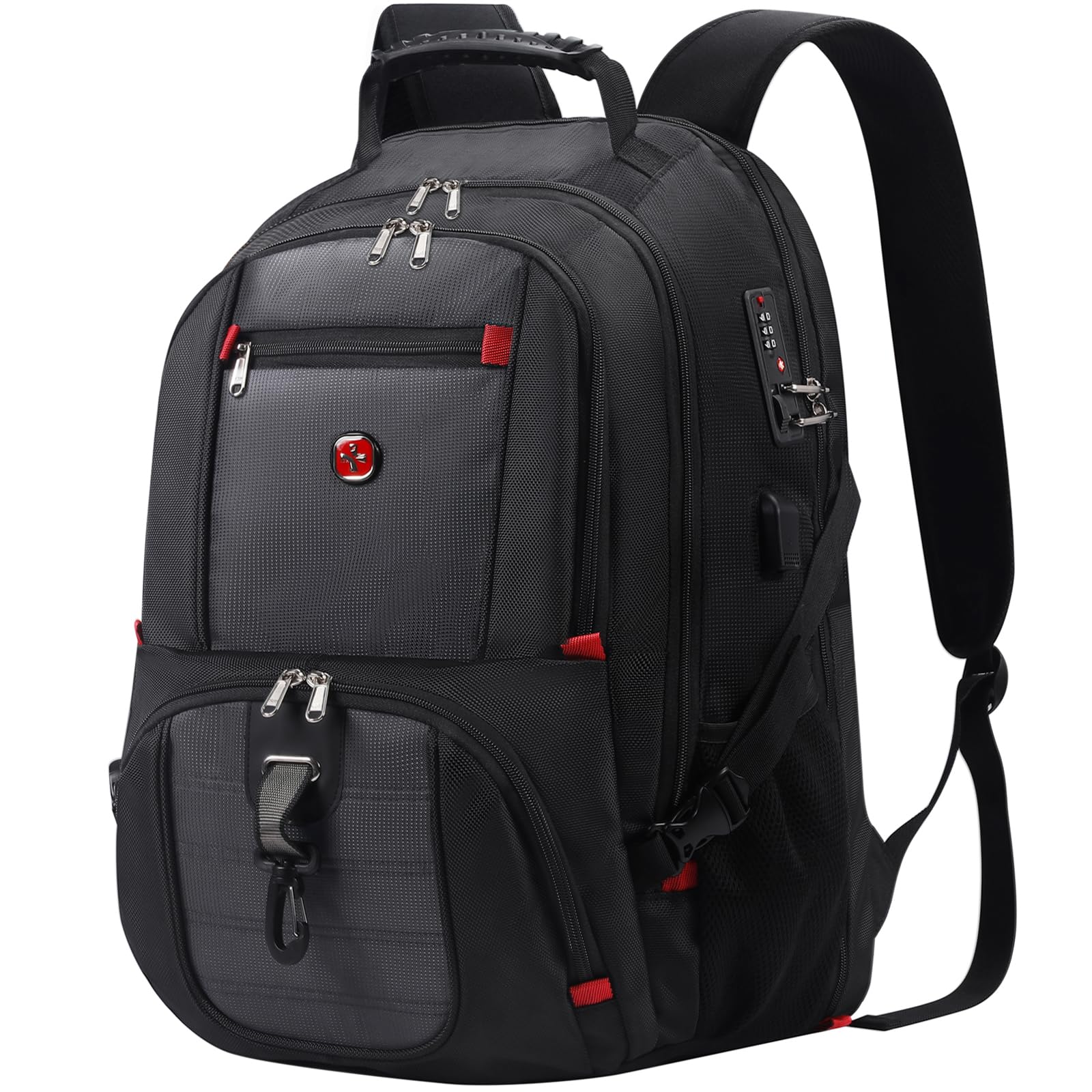 star cloud Anti Theft Laptop Backpack Men 40L, 17 Inch Waterproof Work Business Bag Travel Rucksack with USB Charging Port & Lock, Large School Back Pack Big Computer Bag for College Office, Grey