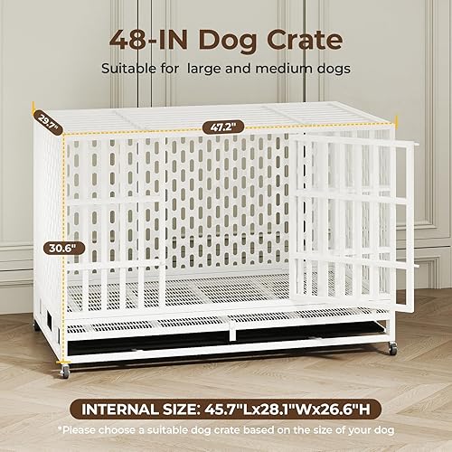 Miniatura 3 de Jaula de acero indestructible para perros de 48 pulgadas, resistente a prueba de escape, jaula de alta ansiedad para interiores de doble puerta, con