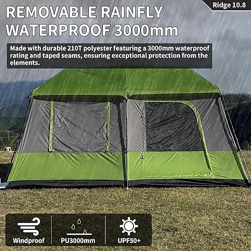 Miniatura 7 de Tenplay - Tienda de campaña familiar desplegable instantánea para 2 a 8 personas, tienda de campaña familiar grande de 2 habitaciones, fácil