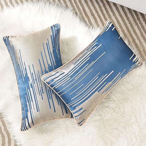 Aeckself Paquete de 2 fundas de almohada rectangulares de jacquard de alta precisión con rayas geométricas modernas, fundas decorativas para sofá,