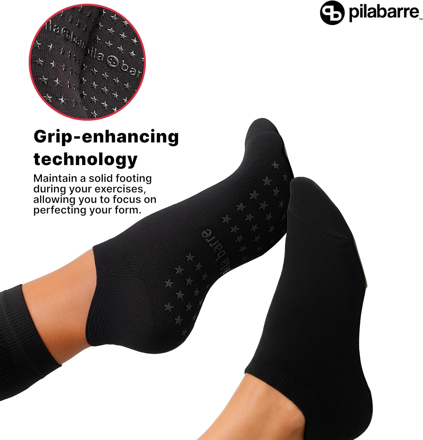 PILA-BARRE Women’s Low Grip Socks – Non Slip for Barre Yoga Pilates