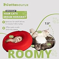 Vista 5 de Cattasaurus Peekaboo Cueva Dona para Gatos para Gatos Múltiples y Grandes de hasta 30-45 libras, Cama para Gatos Autocalentable 3 en 1, Túnel