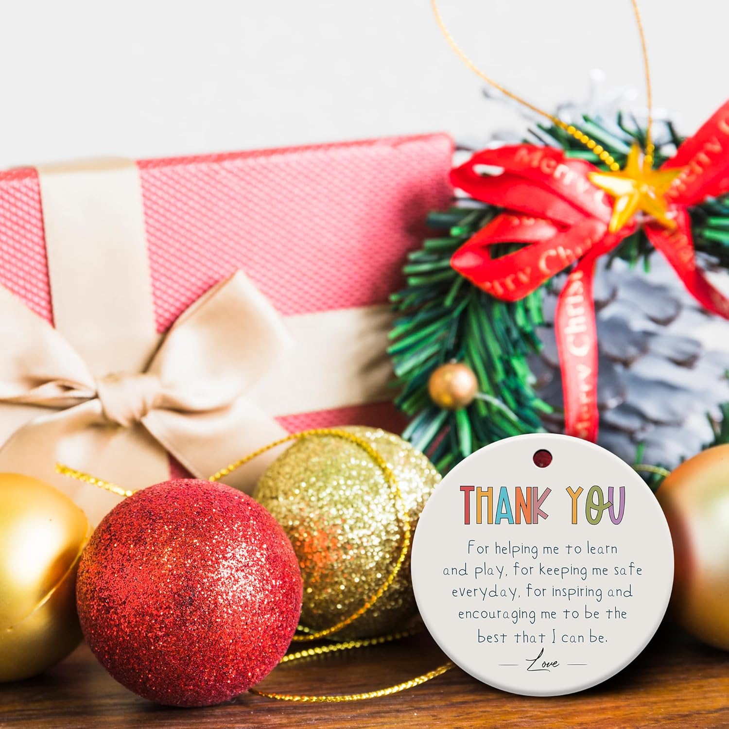 Teacher Christmas Ornament, Teacher Gifts for Christmas, Thank You Gifts for Women, Ceramic Ornament - Image 4