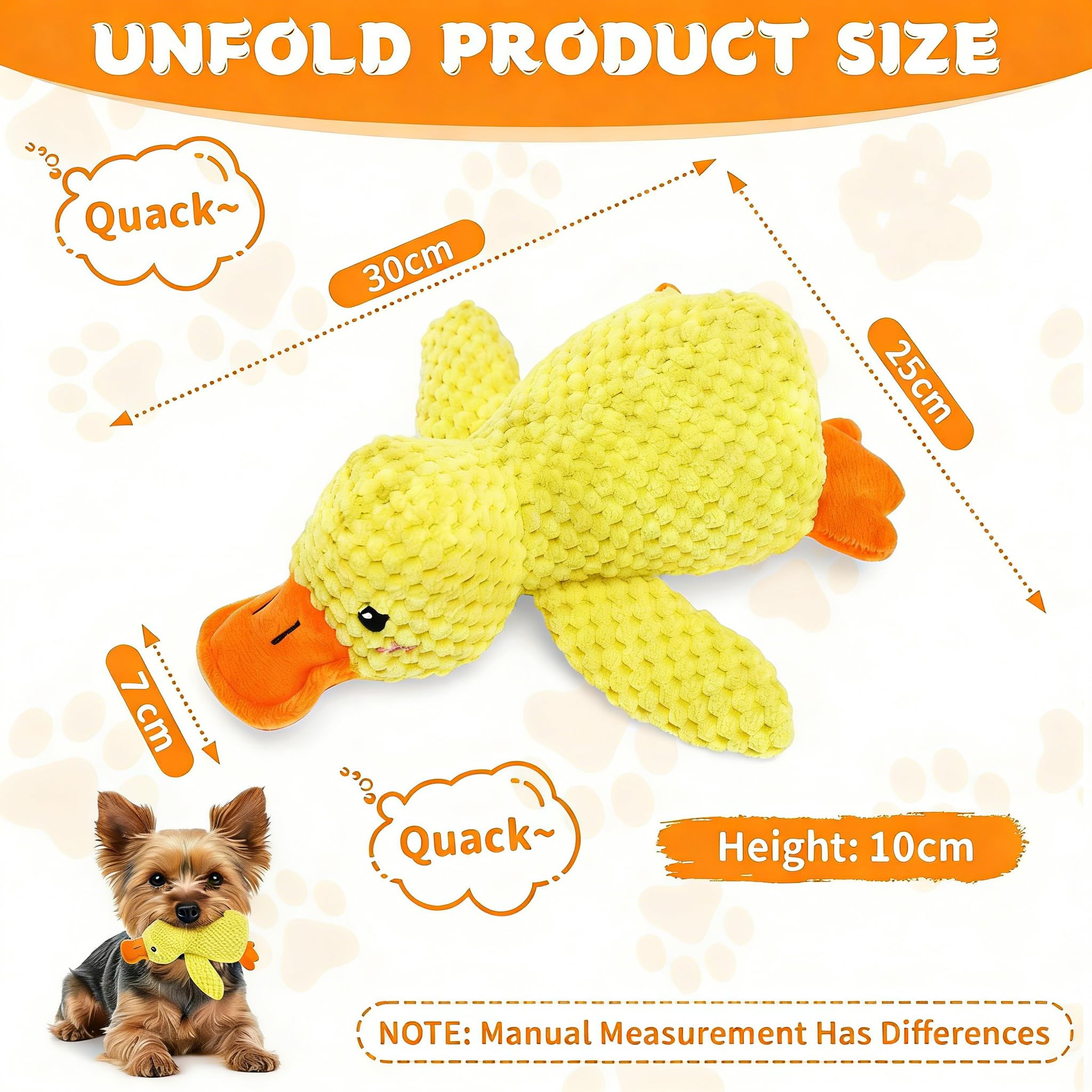 Jouet pour Chien en Peluche Canard Couineur, Jouet Anti-Stress Doux et Résistant pour Chiots et Chiens Petits, Moyens et Grands, 30 cm