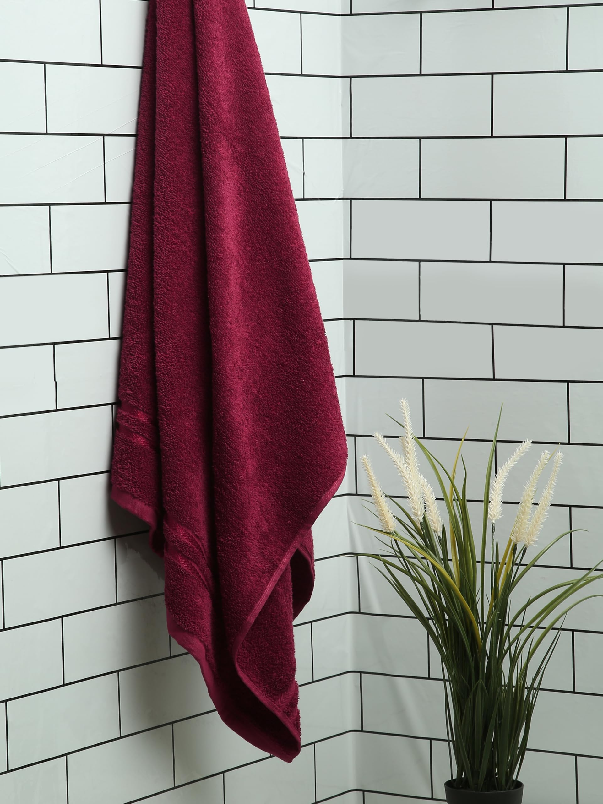 Welspun 100% Cotton Quick Dry Bath Towel - Red -18