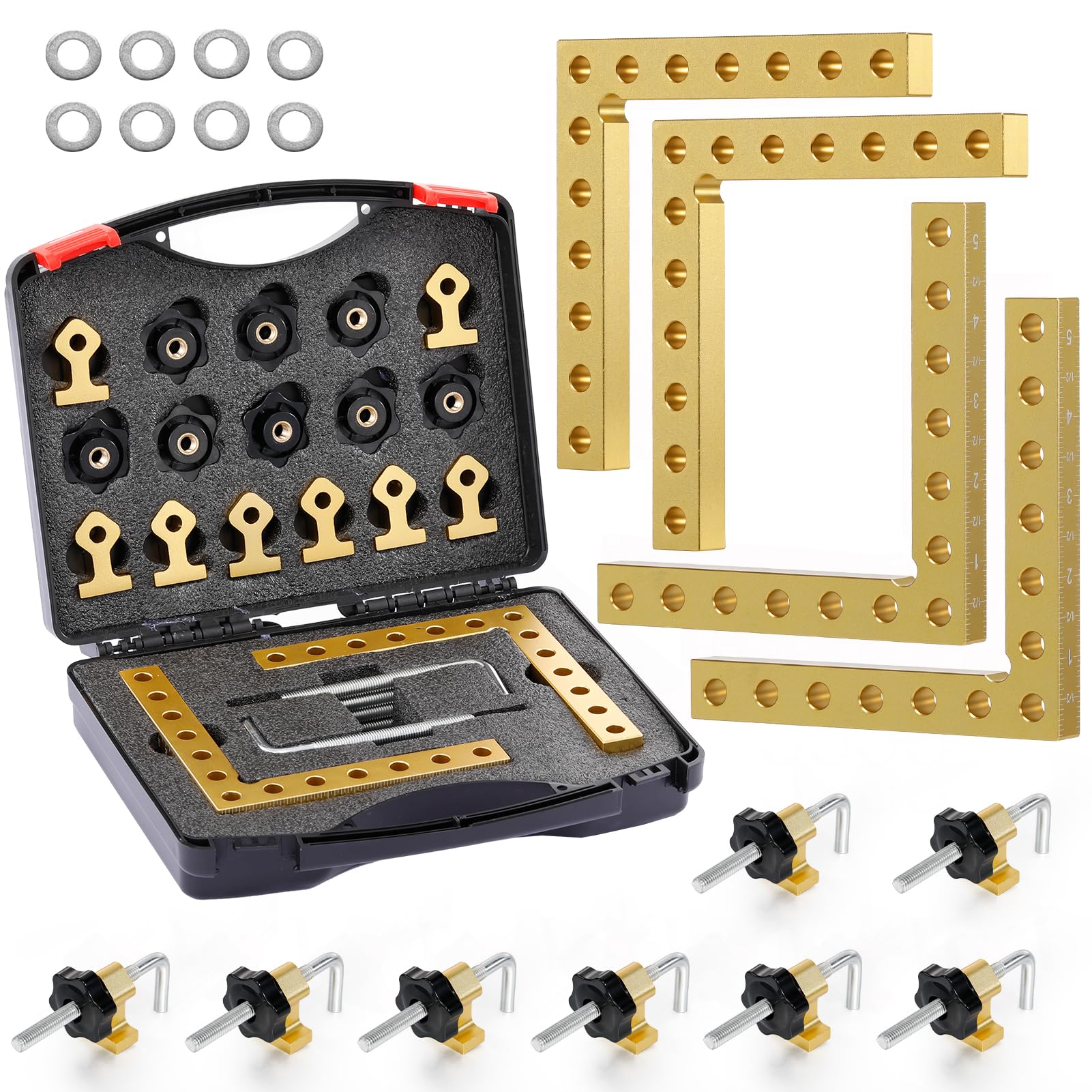 Geevorks Abrazadera de Ángulo de 90 Grados,Cuadrados de Posicionamiento 90 Grados,Abrazadera de Esquina Tipo L,Para Carpintería, Bricolaje, Manualidades(140 mm/5,5 ")